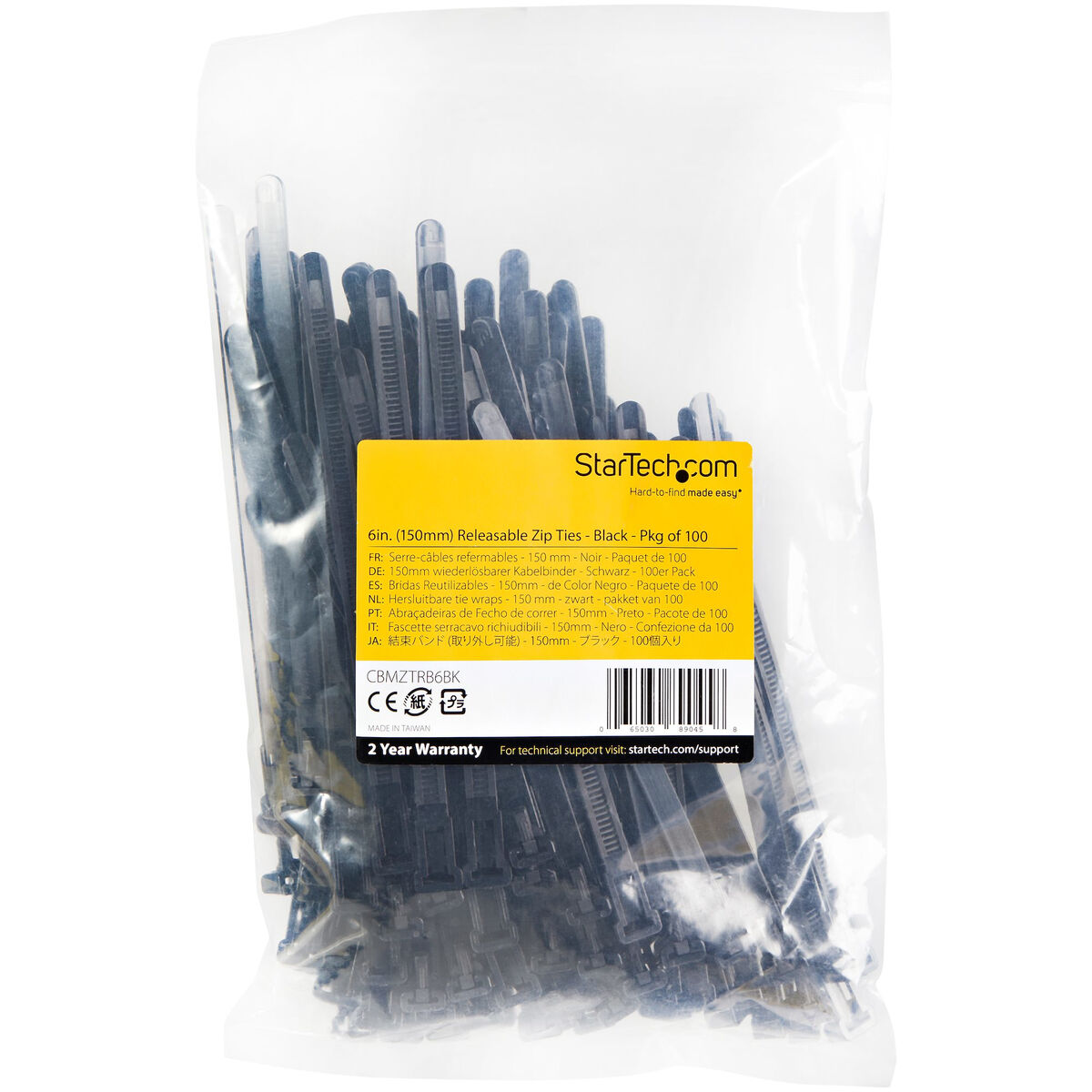 Nylonkabelband Startech CBMZTRB6BK           Svart - 2