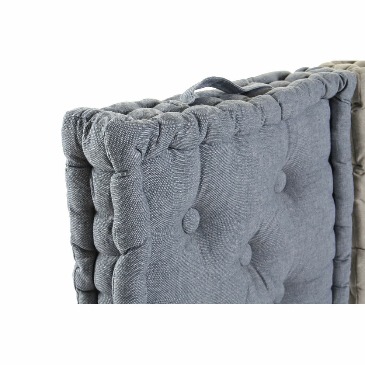 Kudde DKD Home Decor Golv Blå Grå Bomull Marinblå (3 pcs) (38 x 38 x 8 cm) - 2