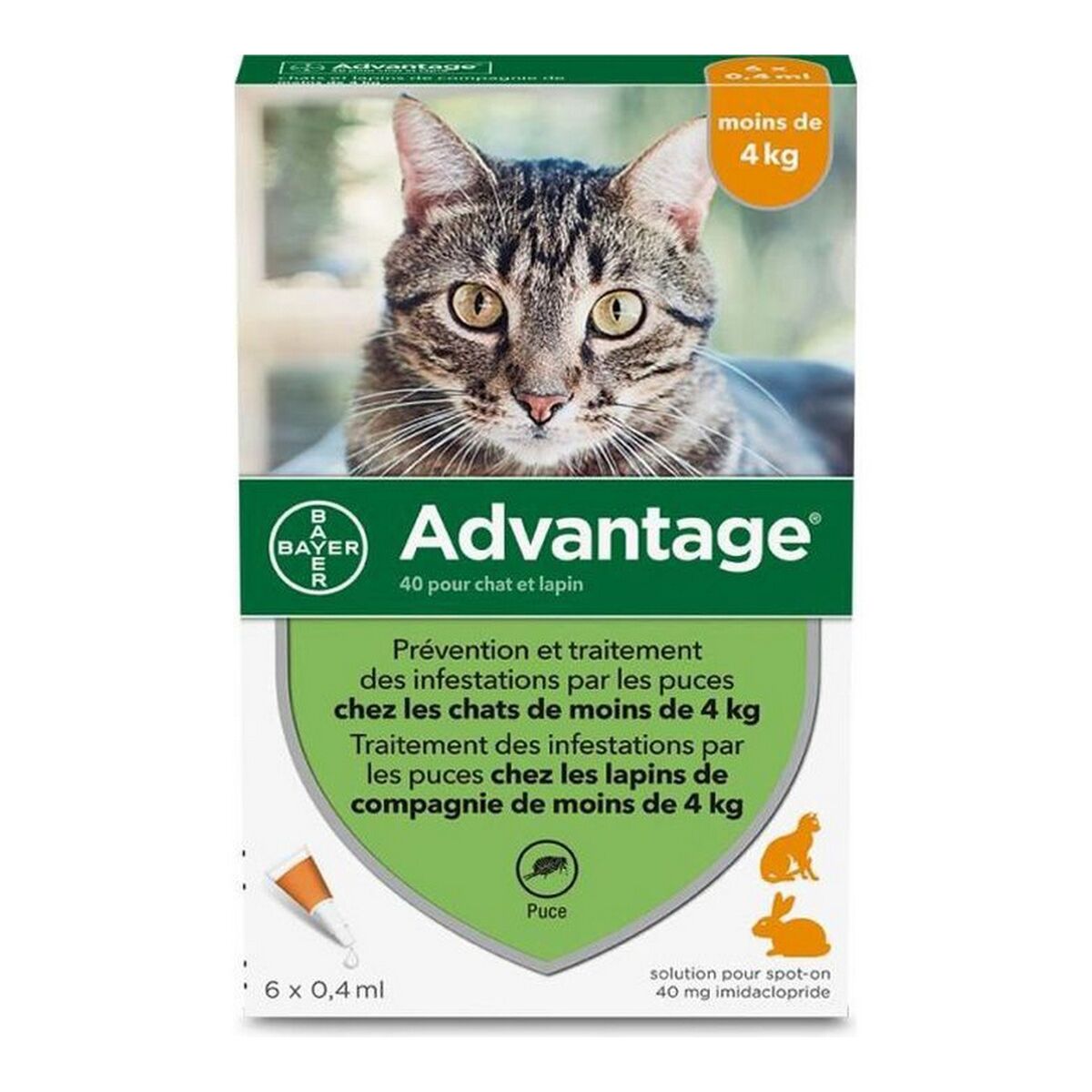Mot parasiter Advantage Katt Kanin 1-4 Kg 0,4 ml 6 antal - 2