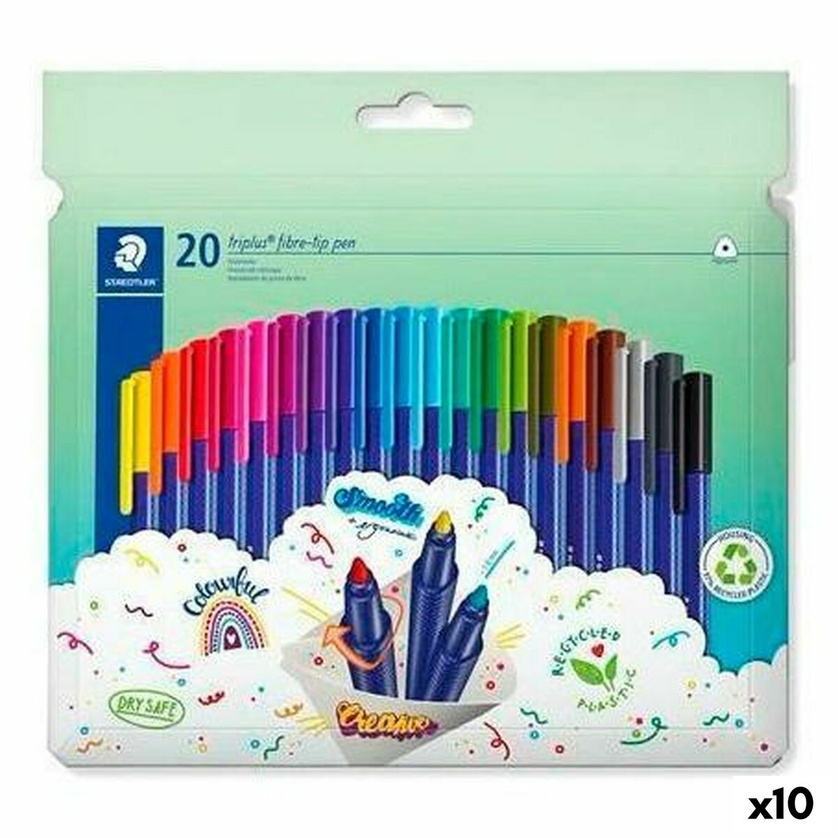 Tuschpennor Staedtler TRIPLUS COLOR Multicolour 20 Delar (10 antal)