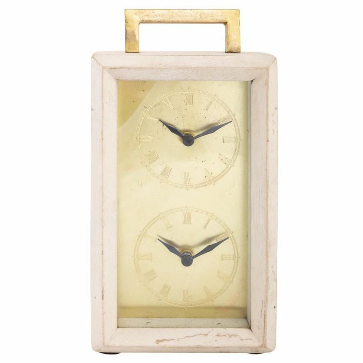 Asztali óra Alexandra House Living Mässing Glas Järn Mangoträ 9 x 30 x 15 cm - 2