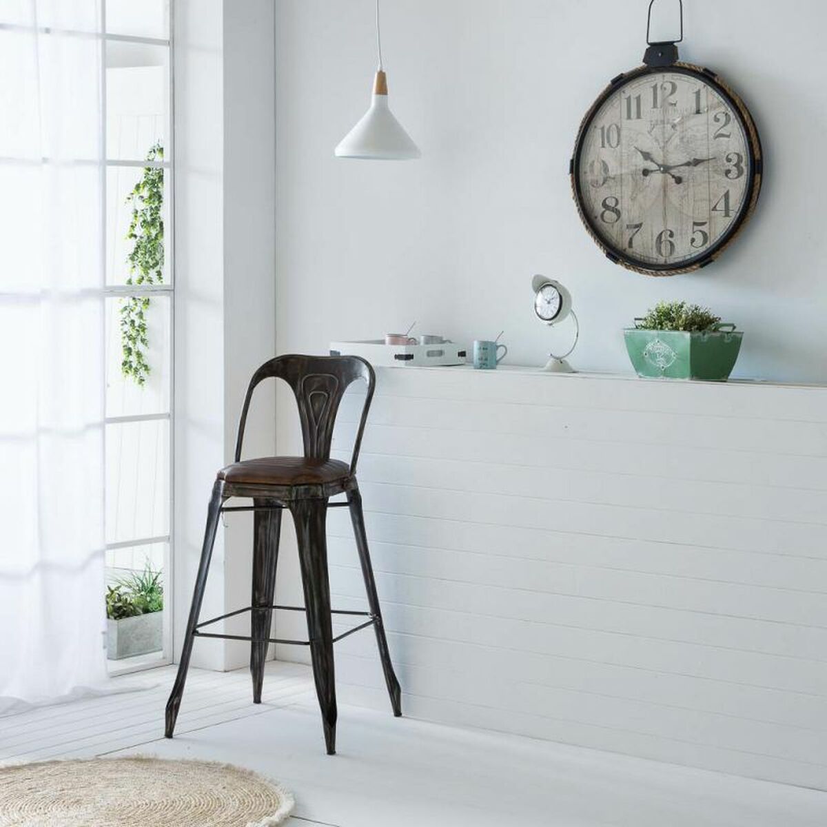 Väggklocka Alexandra House Living Svart Järn Trä MDF 69 x 2 x 64 cm - 2