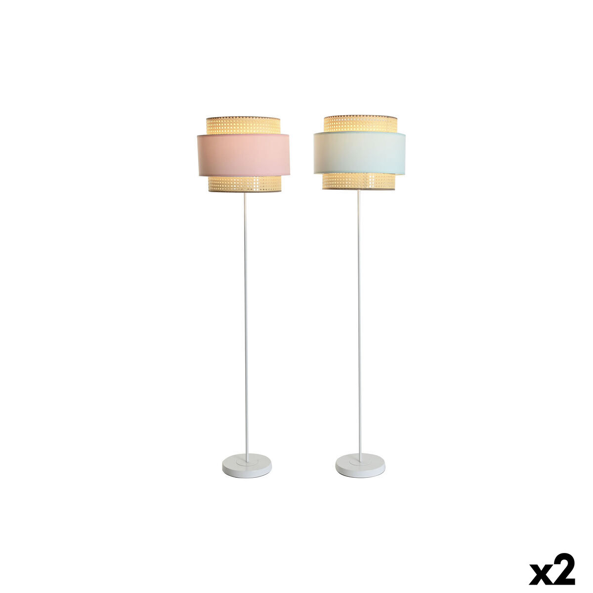 Golvlampa DKD Home Decor 38 x 38 x 154 cm Rosa Metall Grön 220 V 50 W (2 antal) - 9