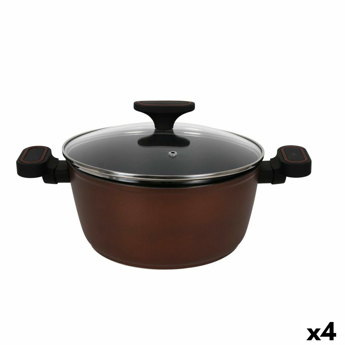 Kastrull med glaslock Quttin Sahara Smitt aluminium Brun 38 x 25 x 12 cm (4 antal) - 2