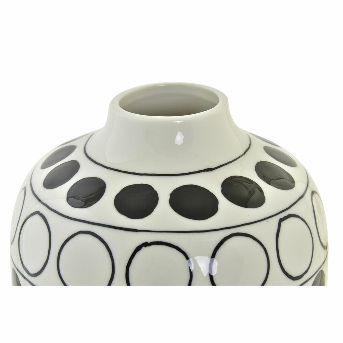 Vas DKD Home Decor Porslin Svart Vit Modern Cirklar 16 x 16 x 18 cm - 8