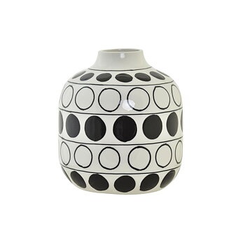Vas DKD Home Decor Porslin Svart Vit Modern Cirklar 16 x 16 x 18 cm