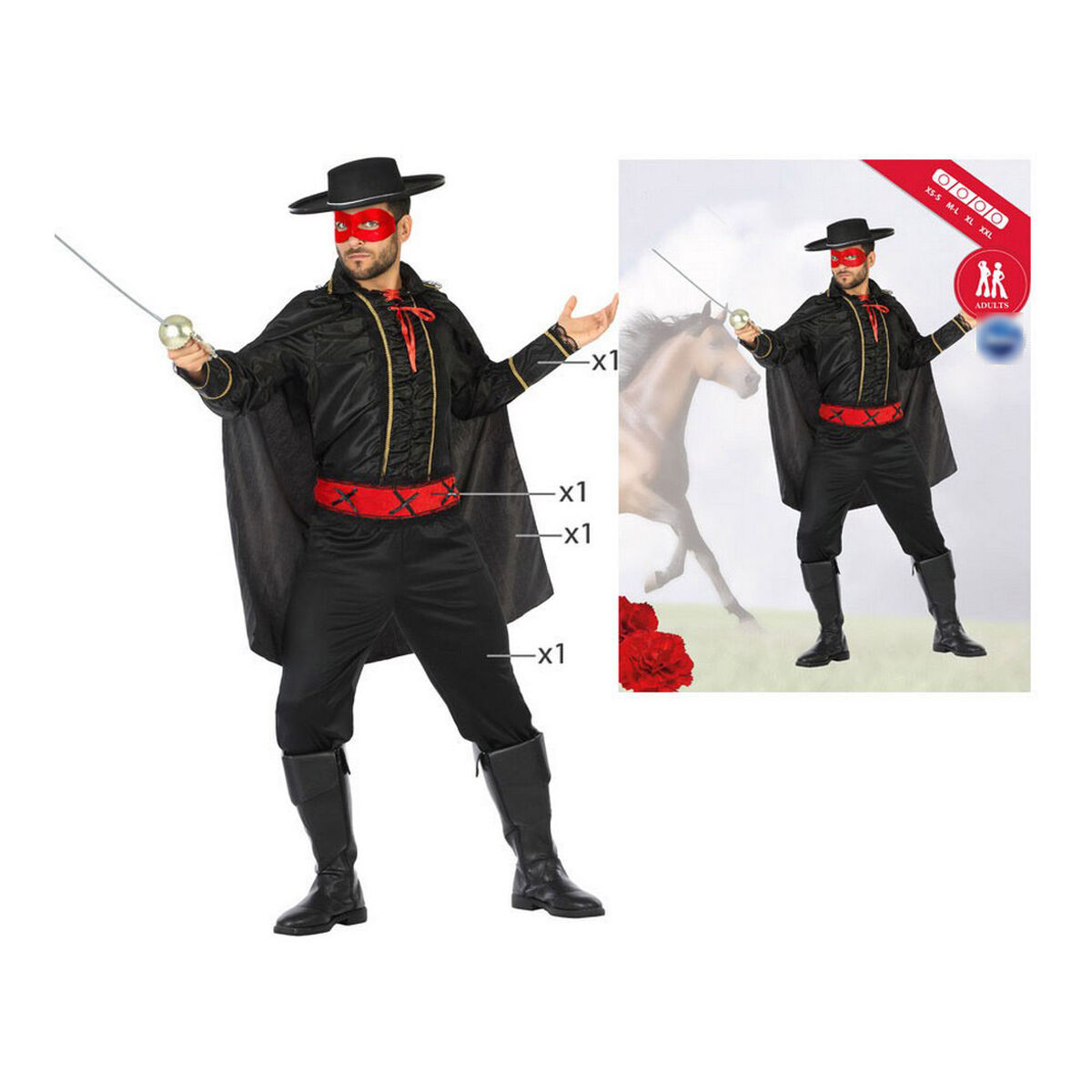 Maskeraddräkt vuxna Maskerad riddare Svart Superhjälte (4 Delar) (4 pcs) - 20