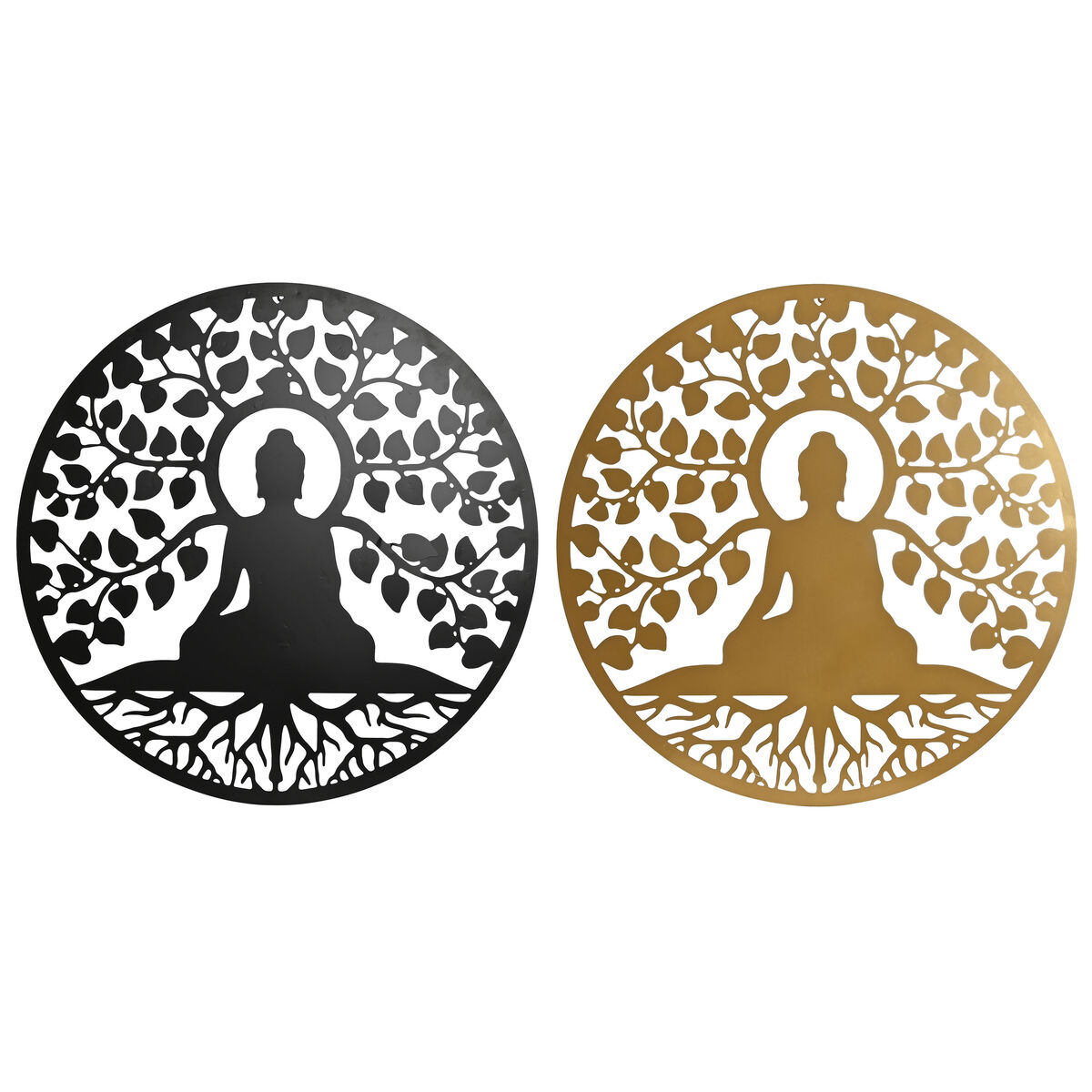 Väggdekoration Home ESPRIT Svart Gyllene Buddha Orientalisk 100 x 1 x 100 cm (2 antal)