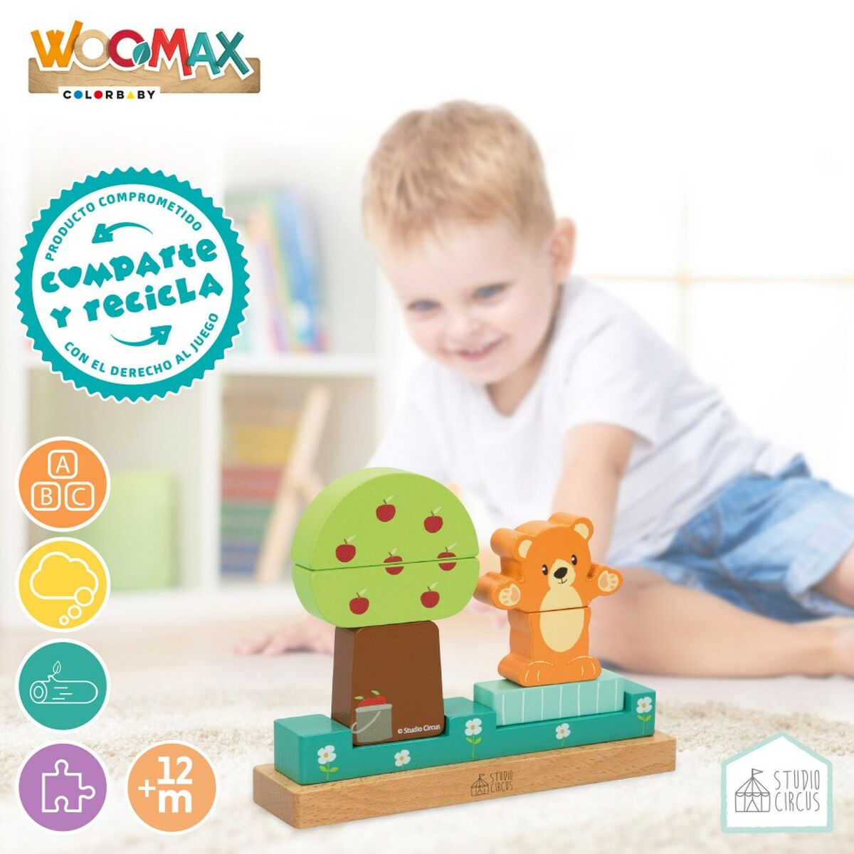 Byggklossespel Woomax 8 Delar (6 antal) - 12