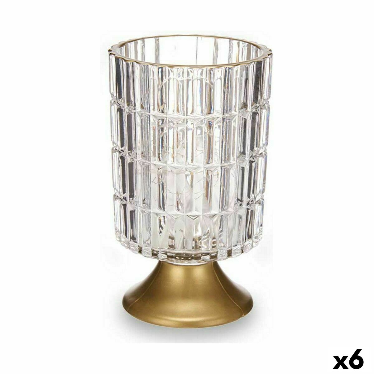 LED-lykta Gift Decor Transparent Gyllene Glas 10,7 x 18 x 10,7 cm (6 antal)