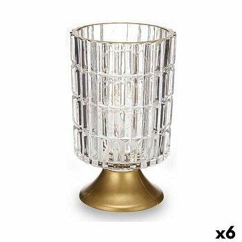 LED-lykta Gift Decor Transparent Gyllene Glas 10,7 x 18 x 10,7 cm (6 antal)