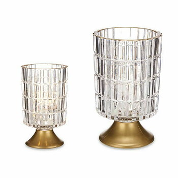 LED-lykta Gift Decor Transparent Gyllene Glas 10,7 x 18 x 10,7 cm (6 antal)