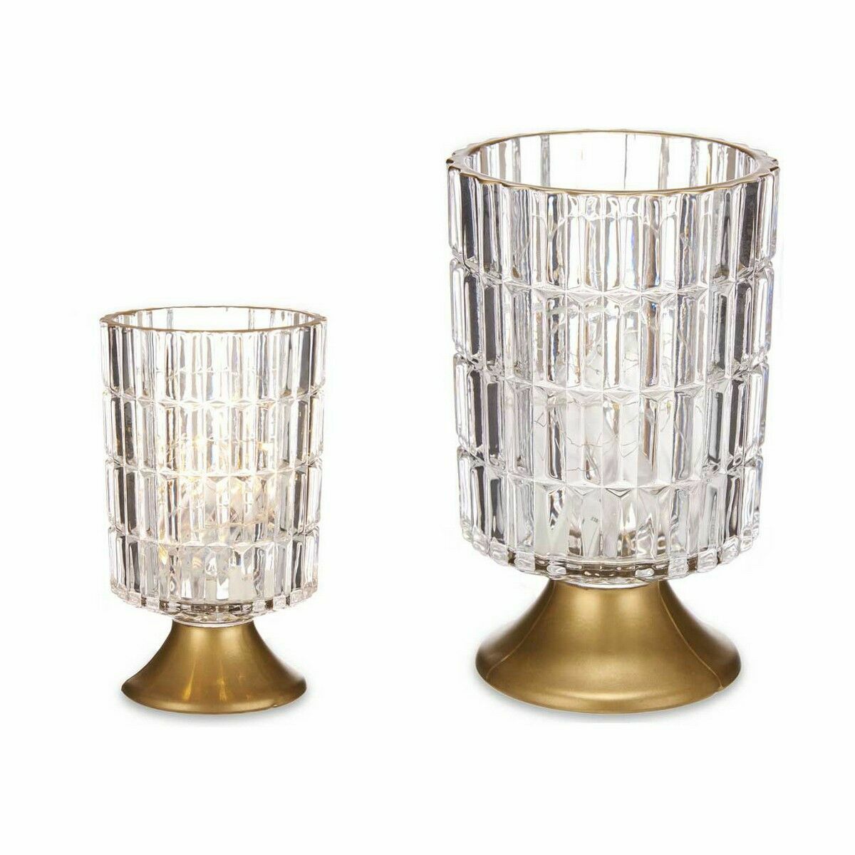 LED-lykta Gift Decor Transparent Gyllene Glas 10,7 x 18 x 10,7 cm (6 antal) - 6