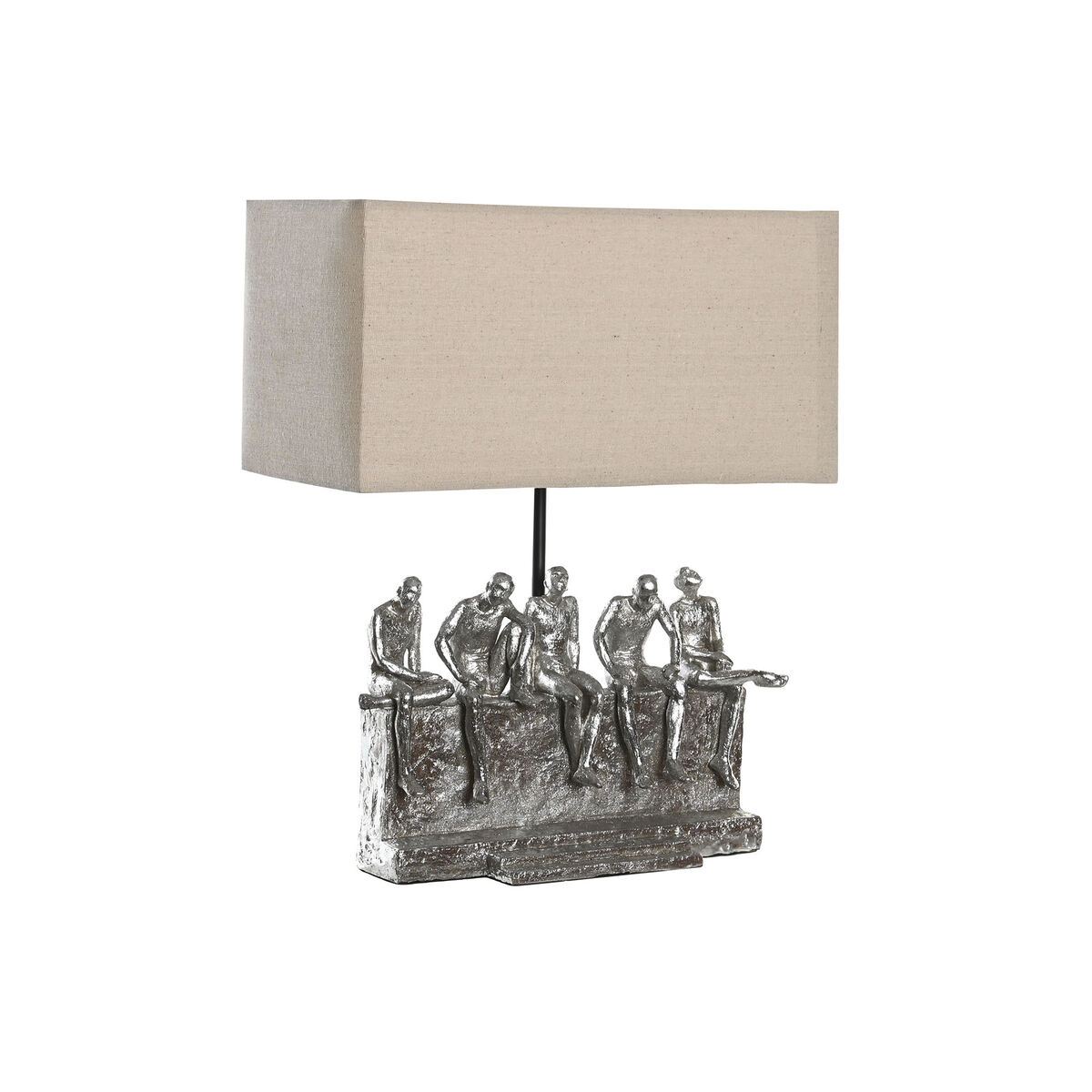 Bordslampa DKD Home Decor 36 x 21,5 x 43 cm Silvrig Beige Metall Harts 220 V 50 W