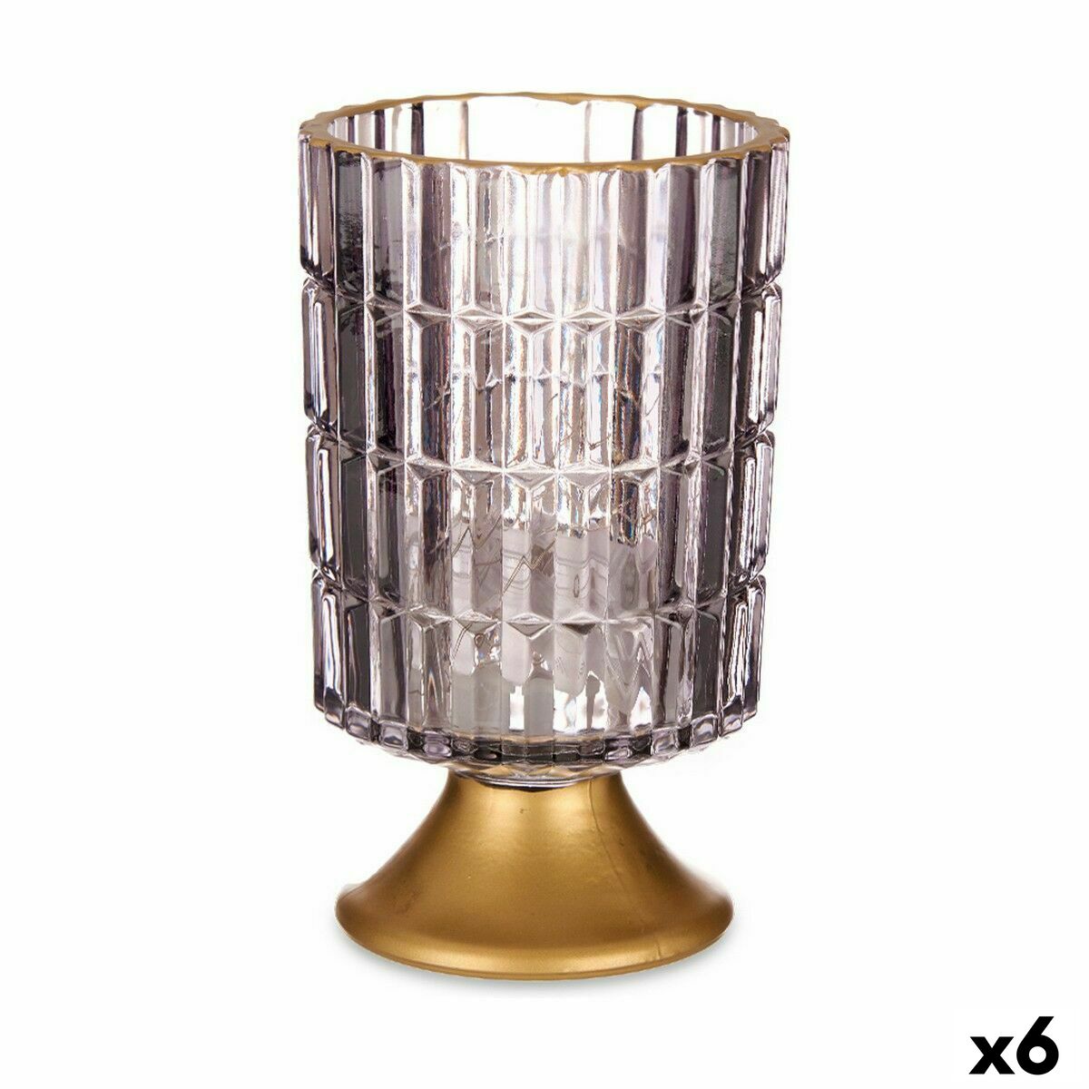 LED-lykta Gift Decor Grå Gyllene Glas 10,7 x 18 x 10,7 cm (6 antal) - 4