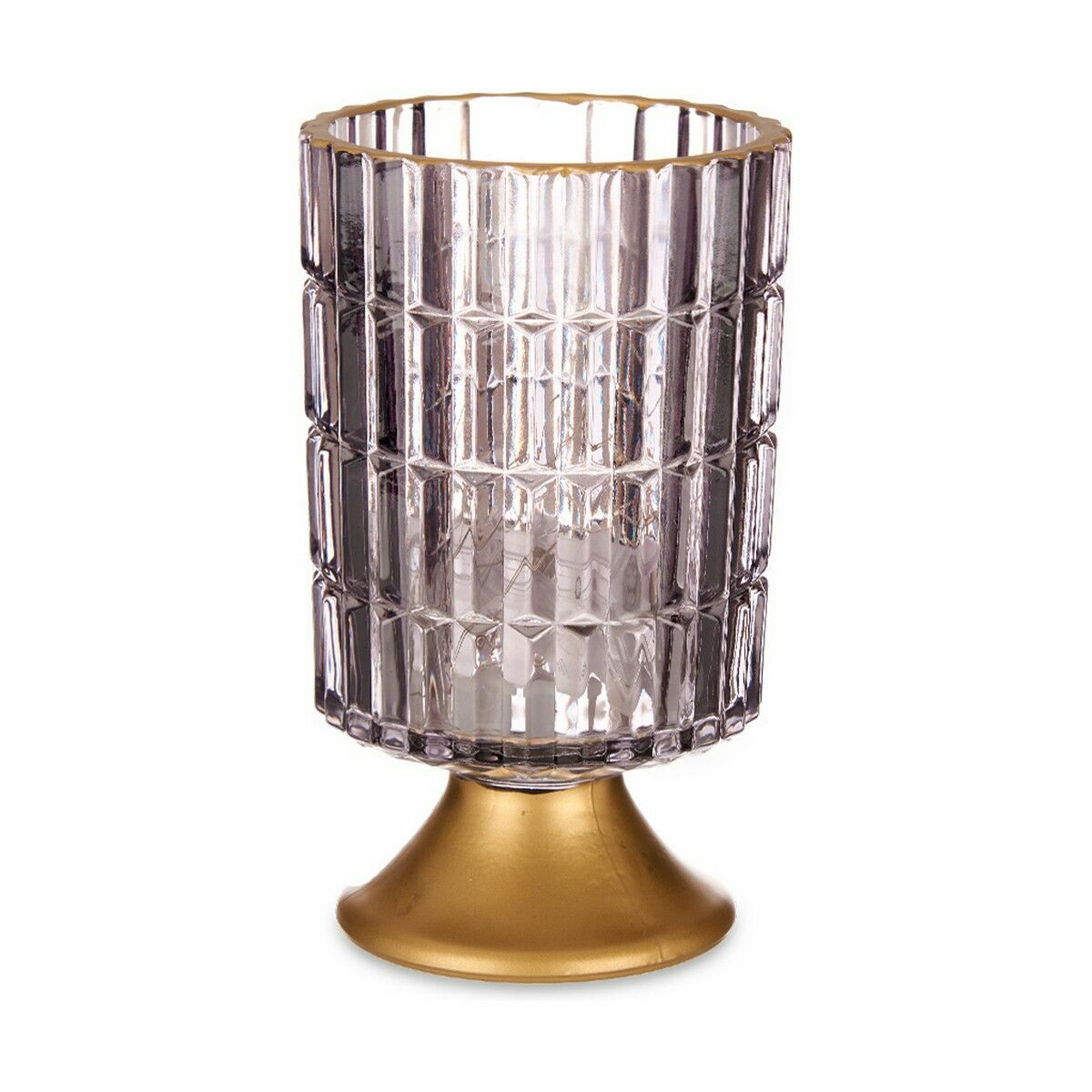 LED-lykta Gift Decor Grå Gyllene Glas 10,7 x 18 x 10,7 cm (6 antal) - 3