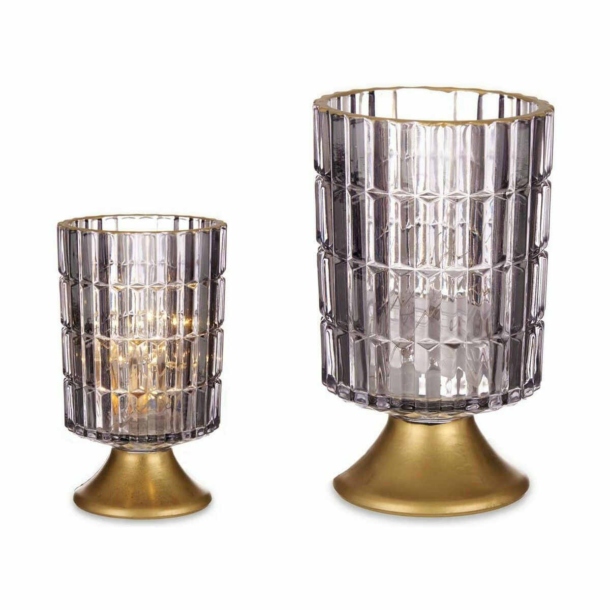 LED-lykta Gift Decor Grå Gyllene Glas 10,7 x 18 x 10,7 cm (6 antal) - 2