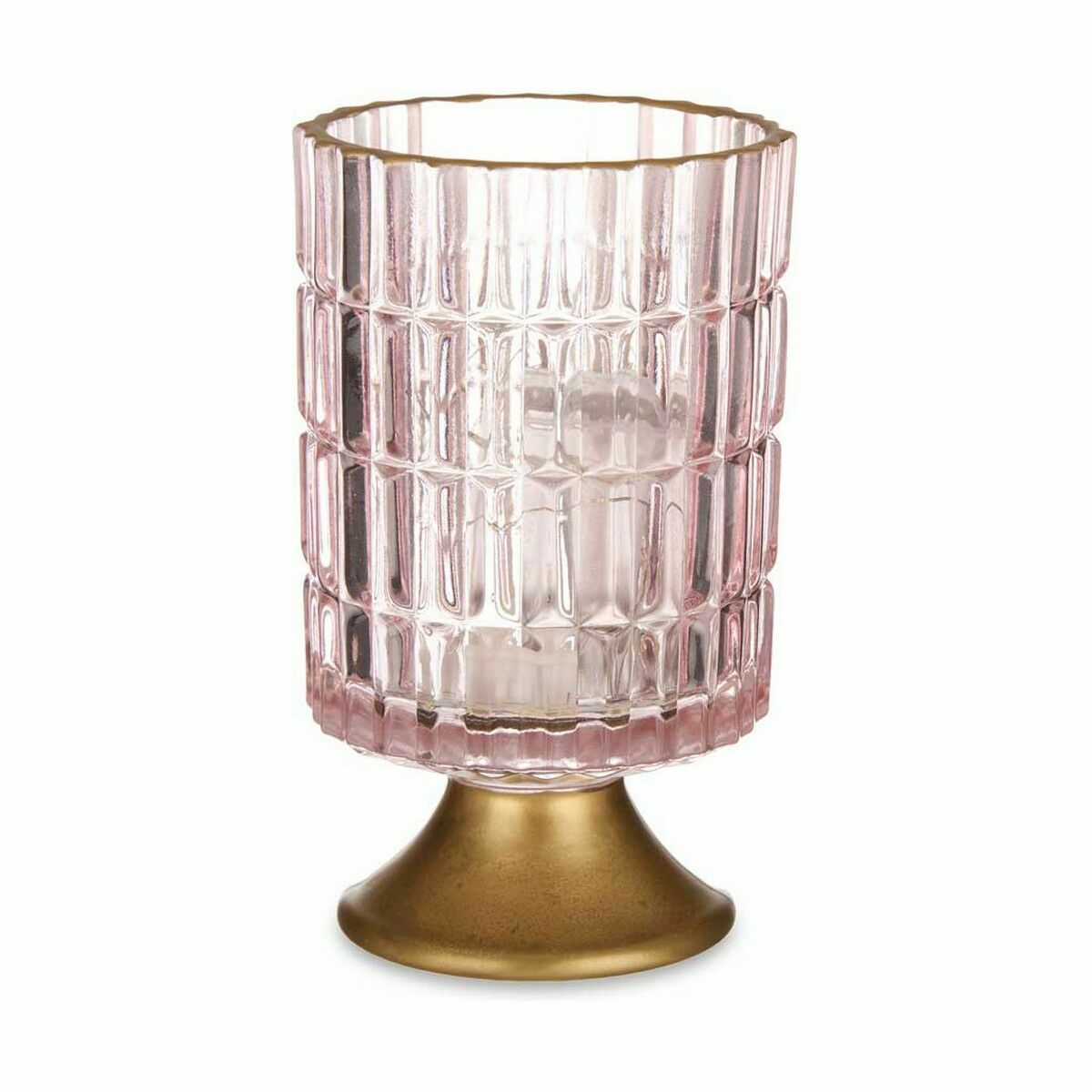 LED-lykta Gift Decor Rosa Gyllene Glas 10,7 x 18 x 10,7 cm (6 antal) - 2
