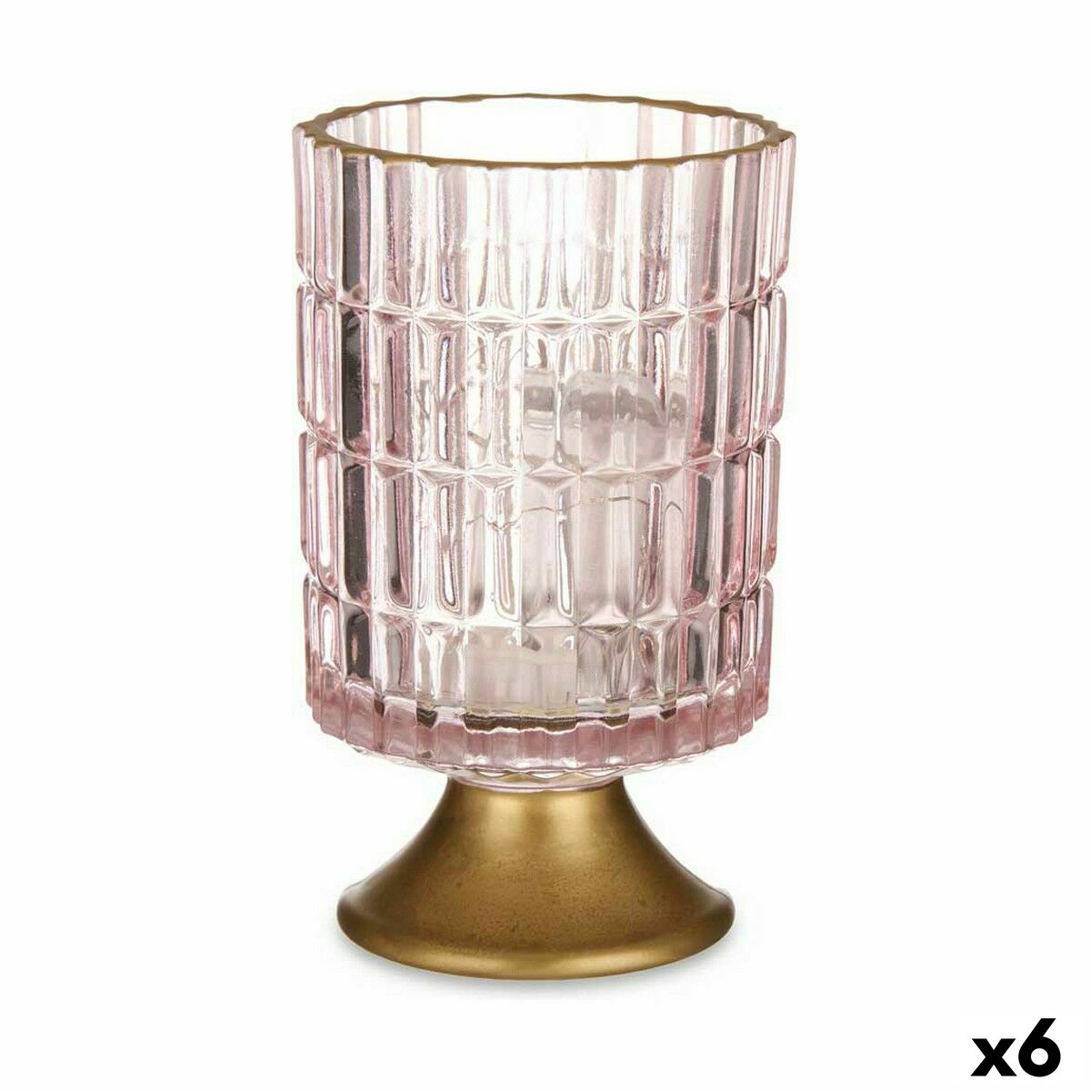 LED-lykta Gift Decor Rosa Gyllene Glas 10,7 x 18 x 10,7 cm (6 antal)