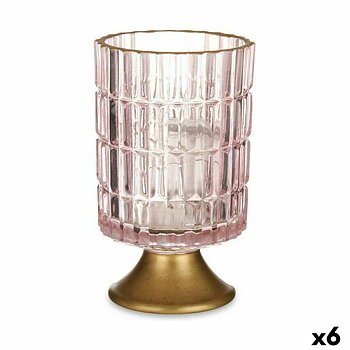 LED-lykta Gift Decor Rosa Gyllene Glas 10,7 x 18 x 10,7 cm (6 antal)