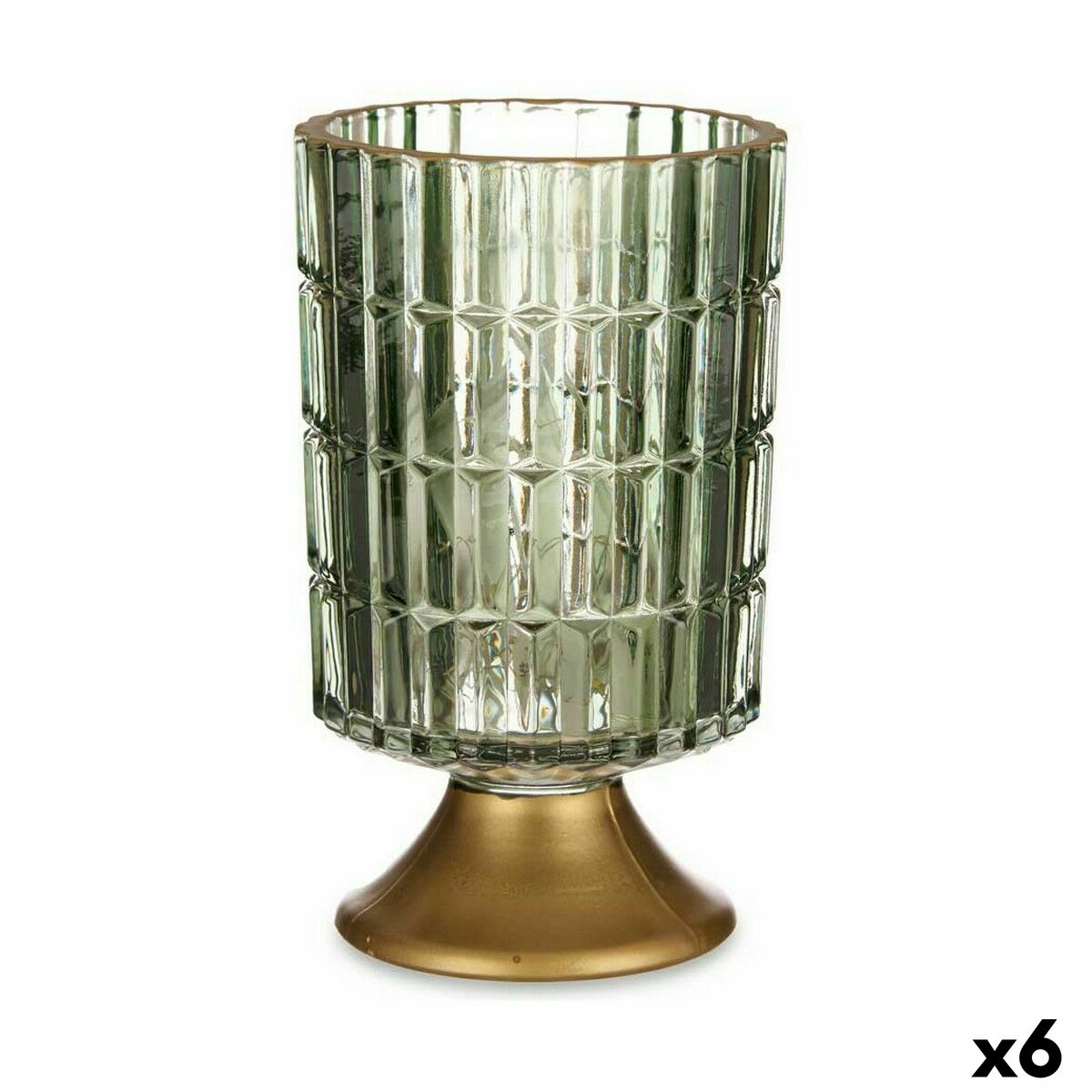 LED-lykta Gift Decor Grön Gyllene Glas 10,7 x 18 x 10,7 cm (6 antal) - 3