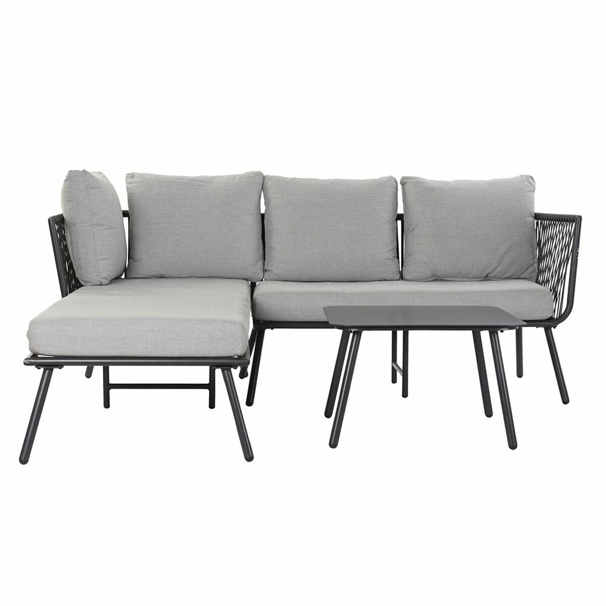 Trädgårdssoffa DKD Home Decor Svart Metall Aluminium Snöre 30 x 40 cm 192 x 163 x 86 cm - 10