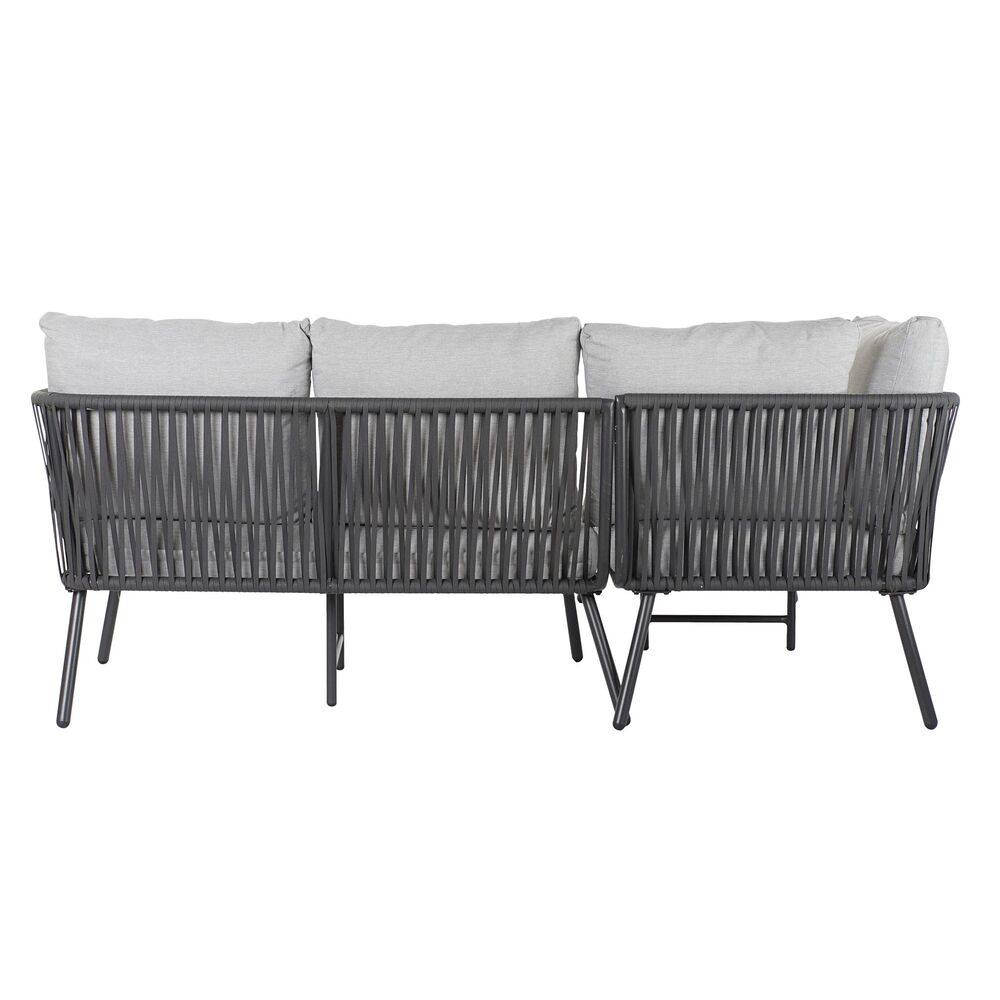 Trädgårdssoffa DKD Home Decor Svart Metall Aluminium Snöre 30 x 40 cm 192 x 163 x 86 cm - 3