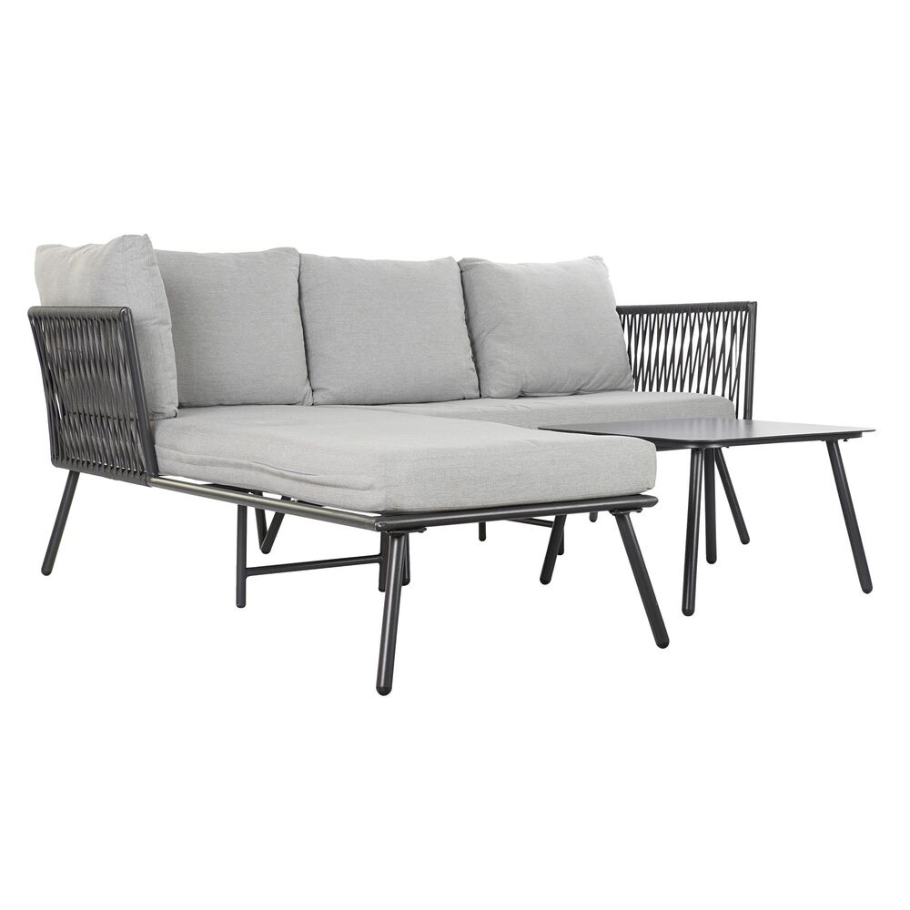 Trädgårdssoffa DKD Home Decor Svart Metall Aluminium Snöre 30 x 40 cm 192 x 163 x 86 cm - 6