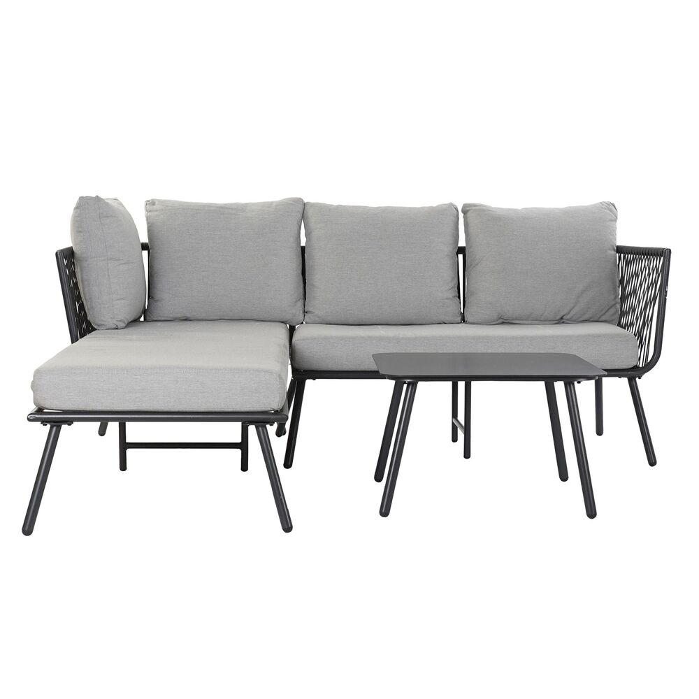 Trädgårdssoffa DKD Home Decor Svart Metall Aluminium Snöre 30 x 40 cm 192 x 163 x 86 cm