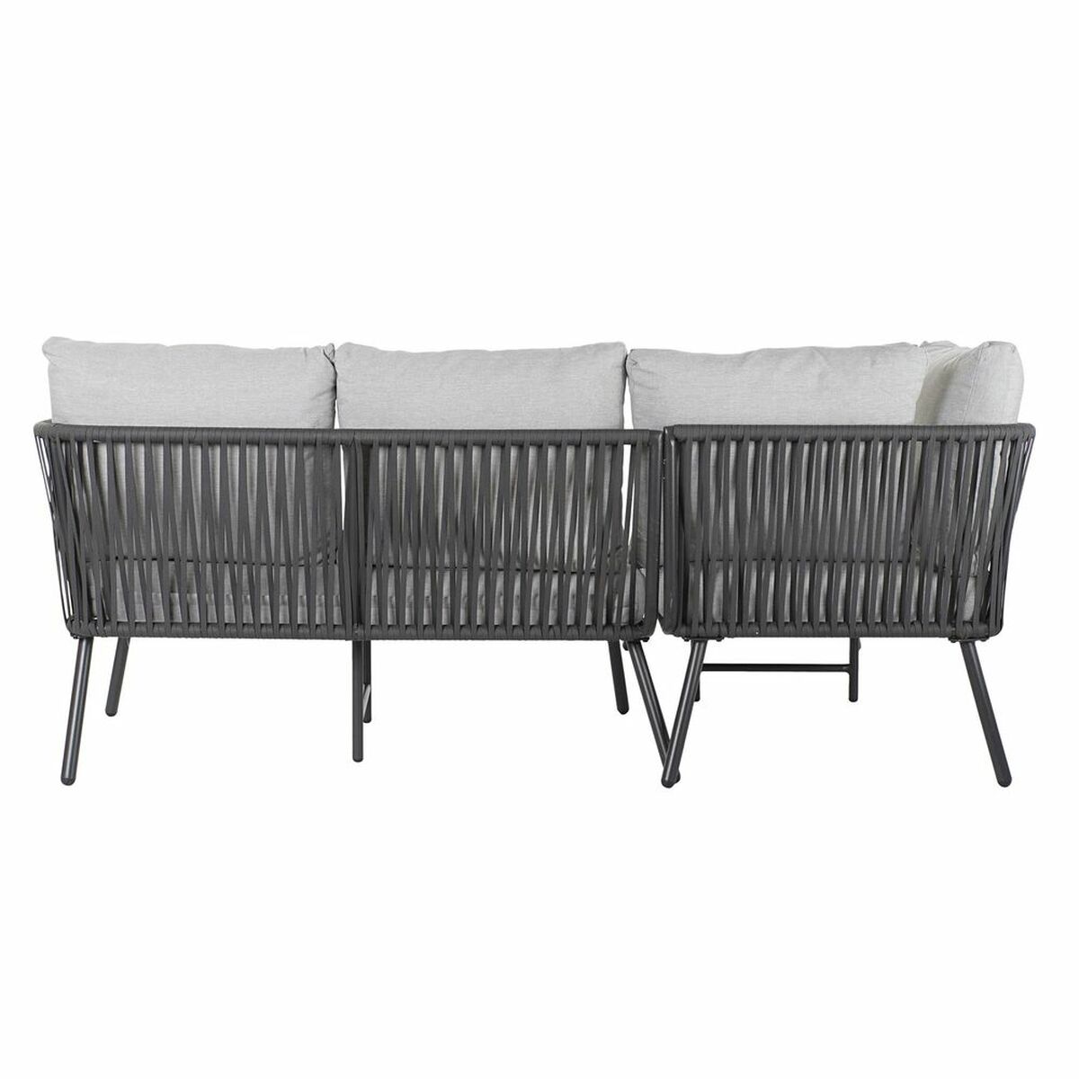 Trädgårdssoffa DKD Home Decor Svart Metall Aluminium Snöre 30 x 40 cm 192 x 163 x 86 cm - 12