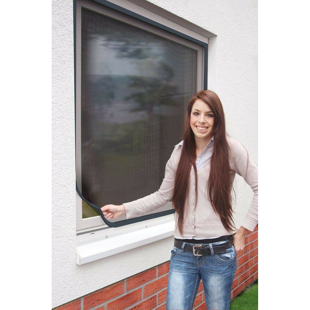 Myggnät Schellenberg Magnetic Med ram Glasfiber Antracitgrå (100 x 120 cm) - 2