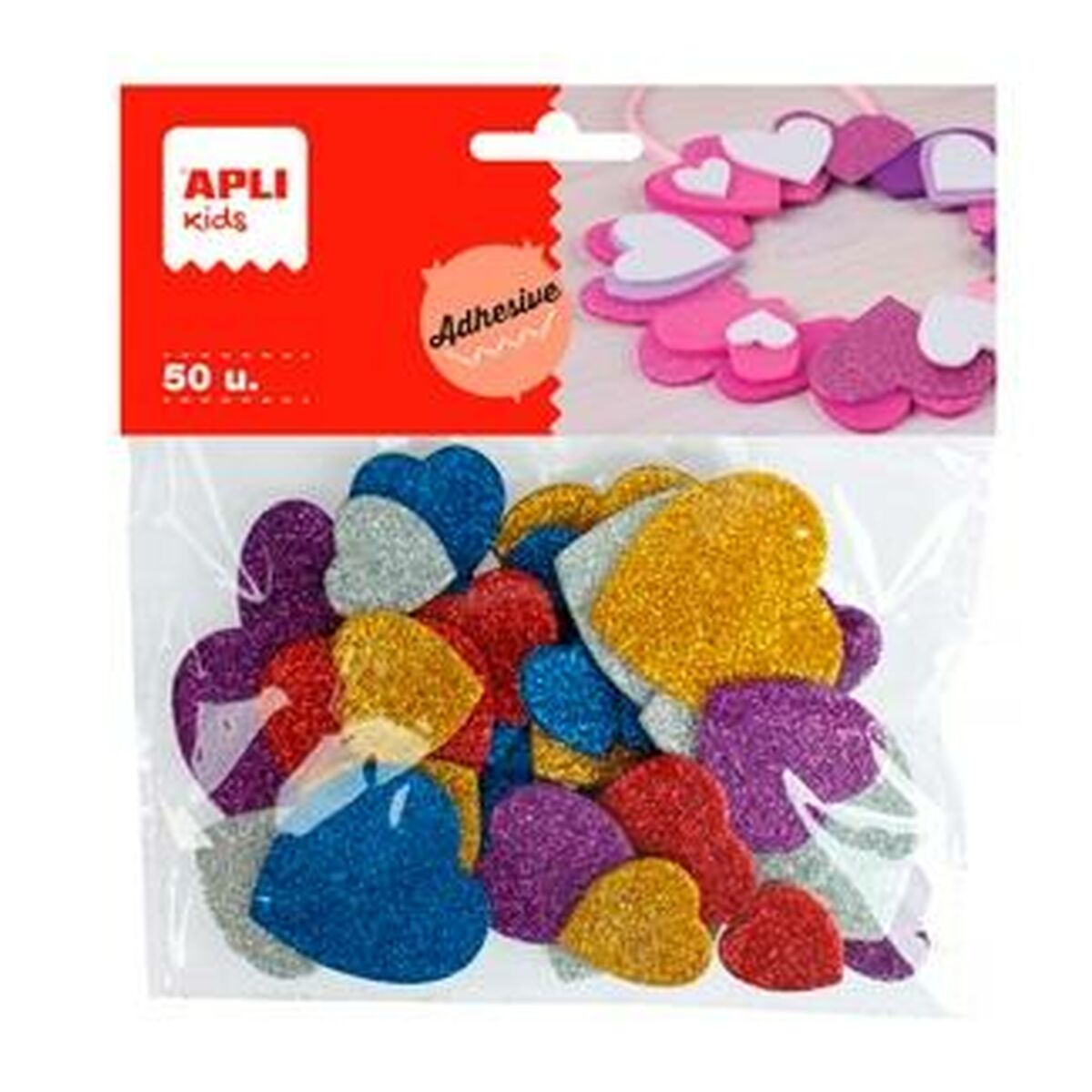Klistermärken Apli Multicolour Hjärta 50 Delar (5 antal) - 2