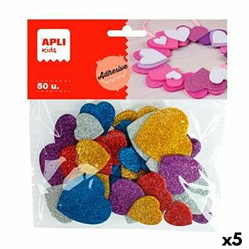 Klistermärken Apli Multicolour Hjärta 50 Delar (5 antal)