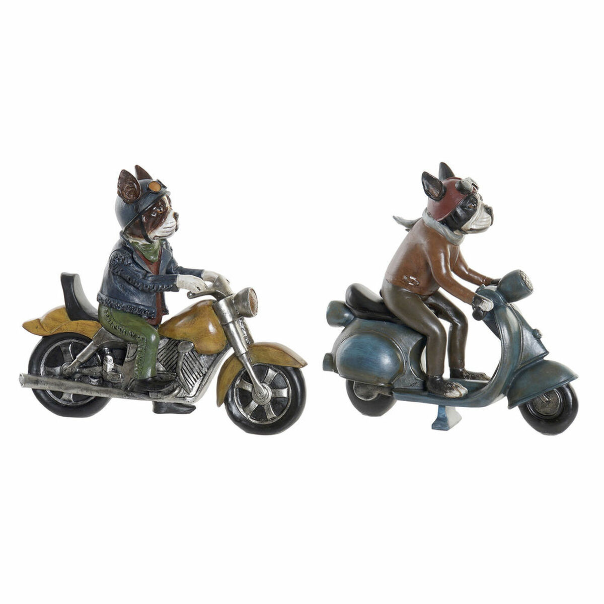 Prydnadsfigur DKD Home Decor 27 x 10 x 24 cm Röd Blå Motorcykel Gul Vintage Hund (2 antal) - 4