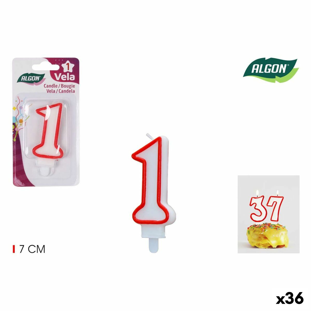 Set med levande ljus Algon Röd (36 antal) - 5