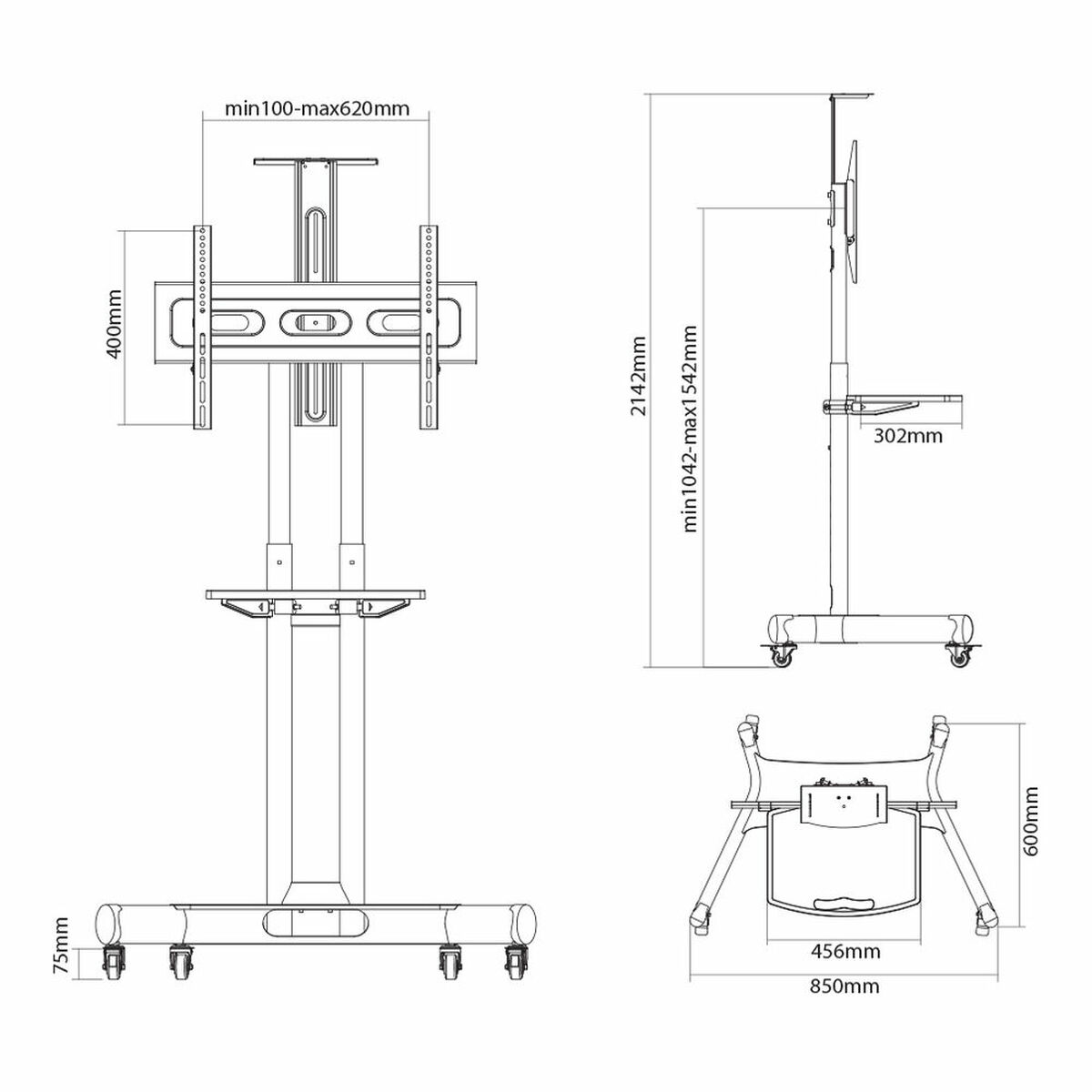 Justerbart stöd Neomounts NM-M1700BLACK 32" 75" Bärbar - 4