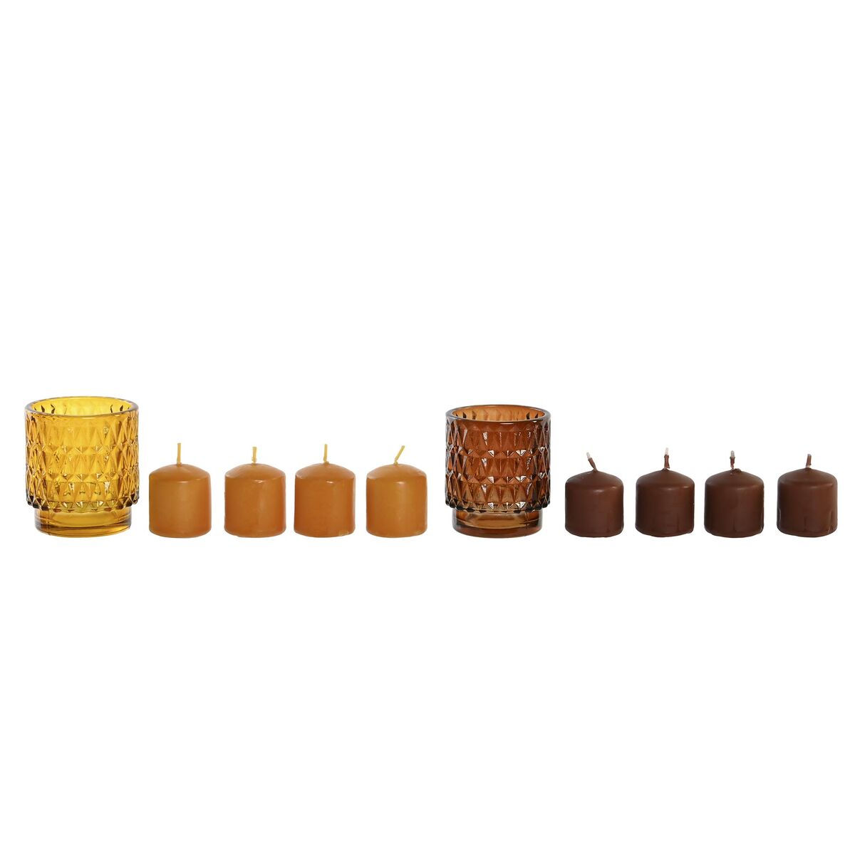 Set med levande ljus DKD Home Decor Brun Senap (2 antal) - 5