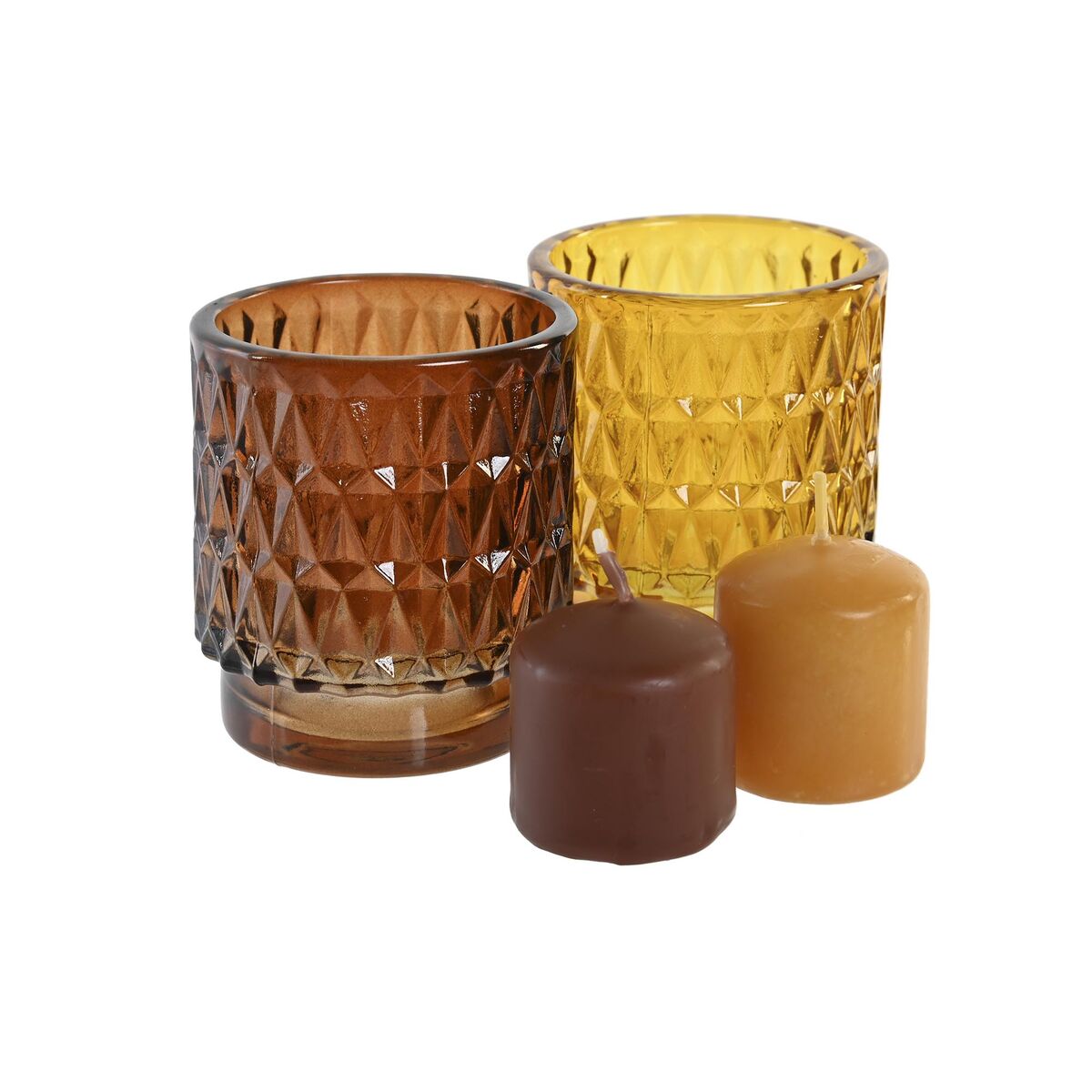 Set med levande ljus DKD Home Decor Brun Senap (2 antal) - 7