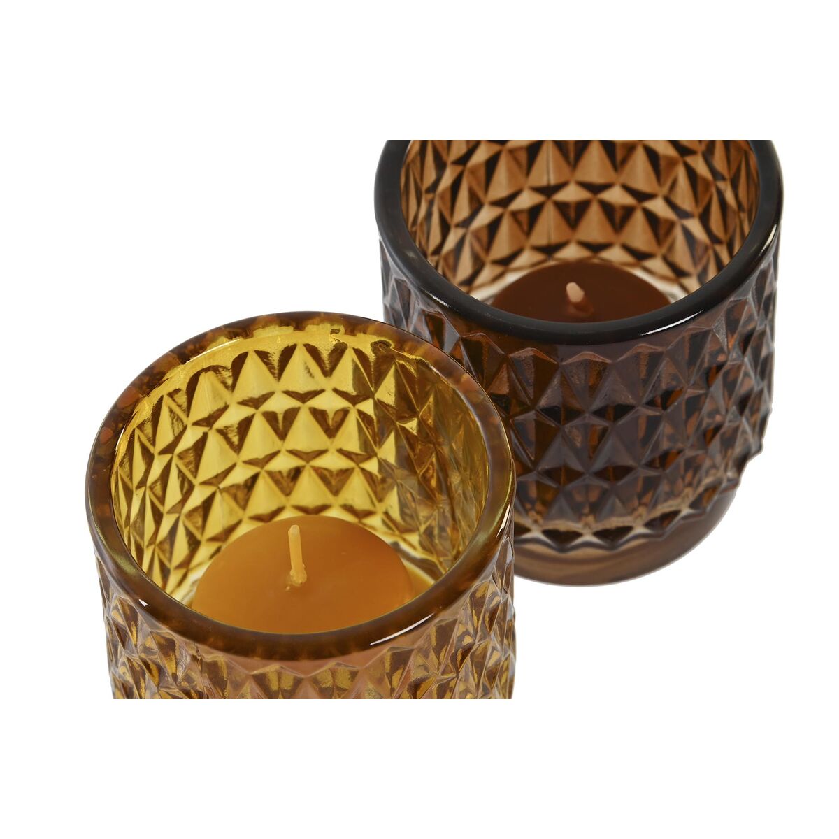 Set med levande ljus DKD Home Decor Brun Senap (2 antal) - 8
