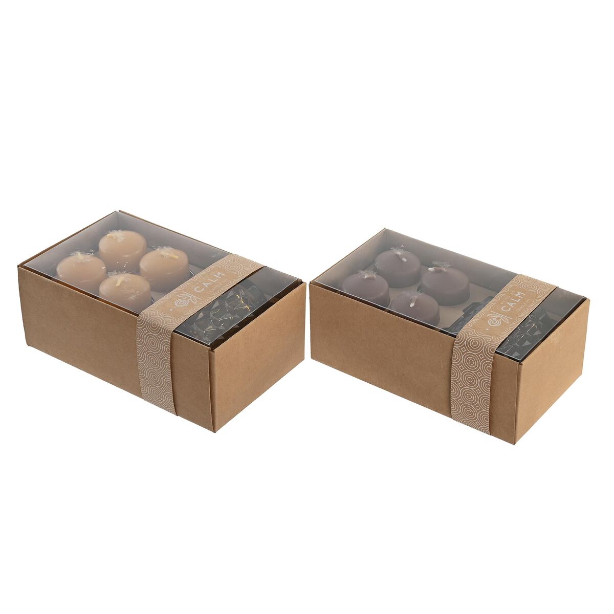 Set med levande ljus DKD Home Decor Brun Senap (2 antal) - 6