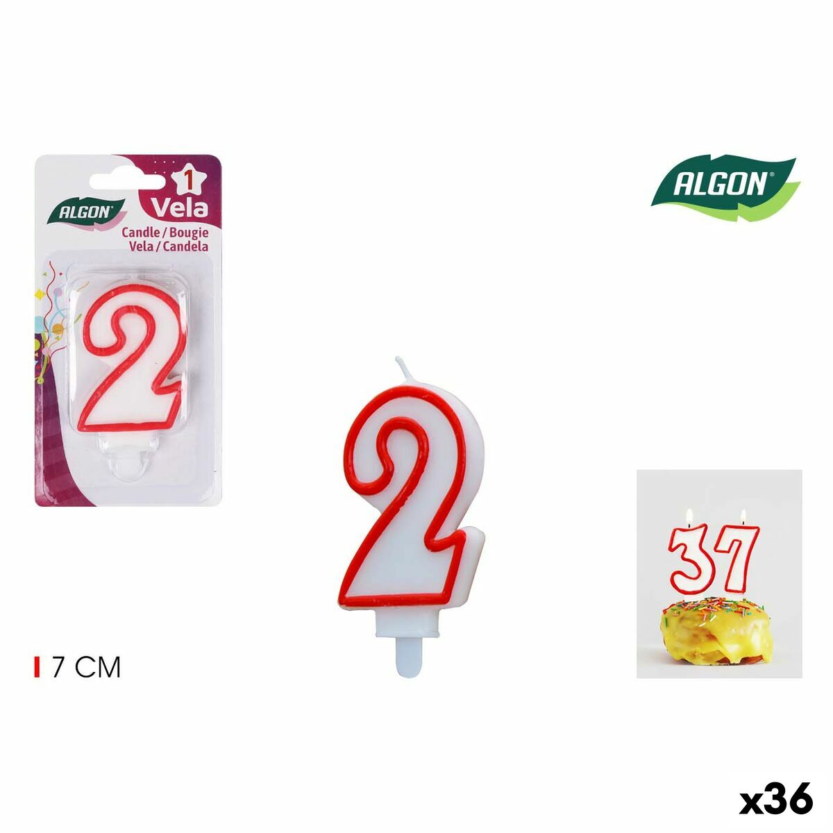 Set med levande ljus Algon Röd (36 antal) - 9