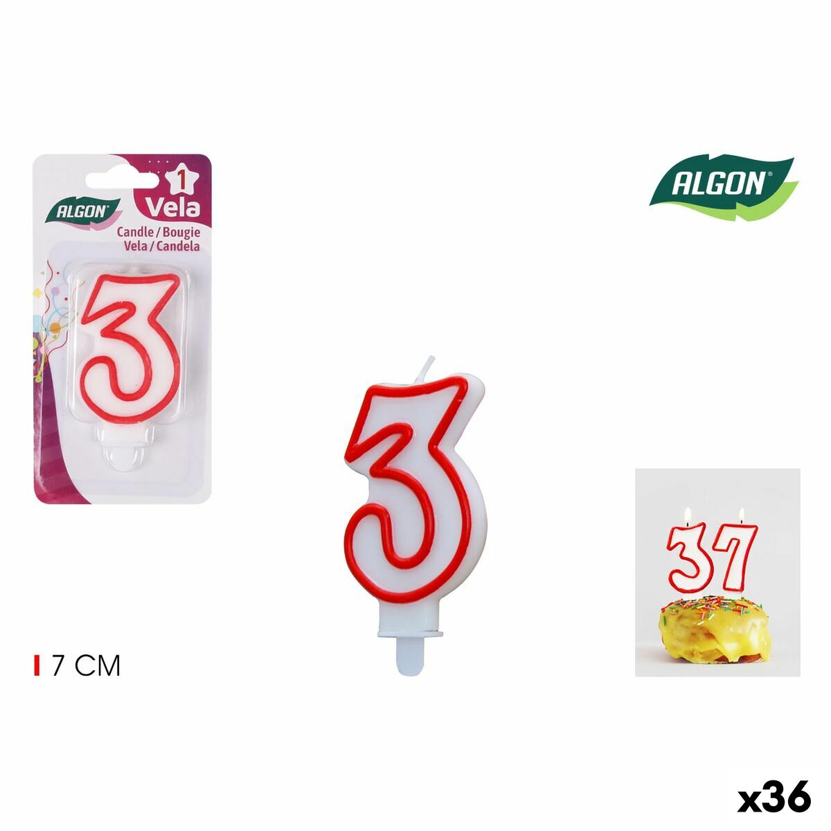 Set med levande ljus Algon Röd (36 antal) - 5
