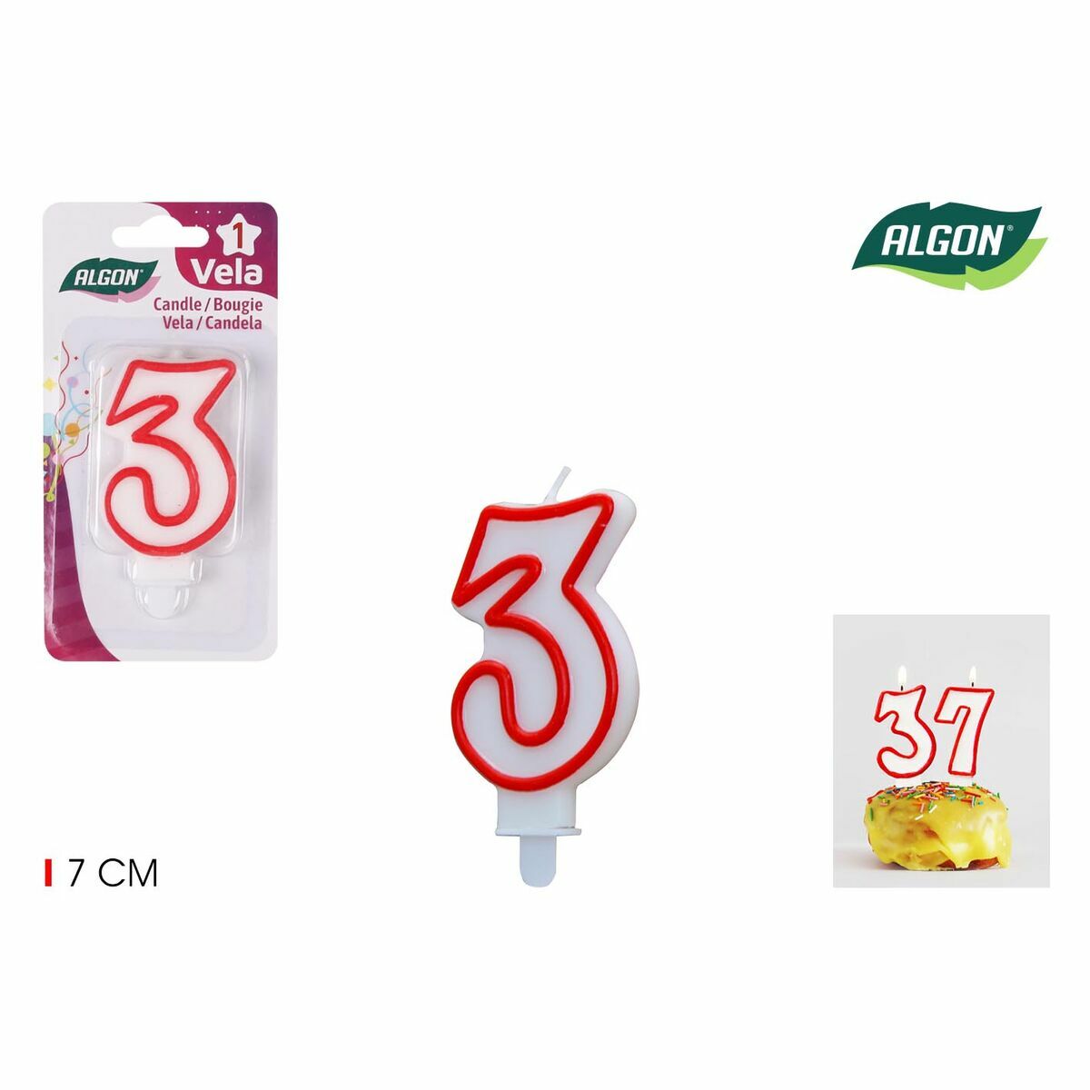 Set med levande ljus Algon Röd (36 antal) - 4