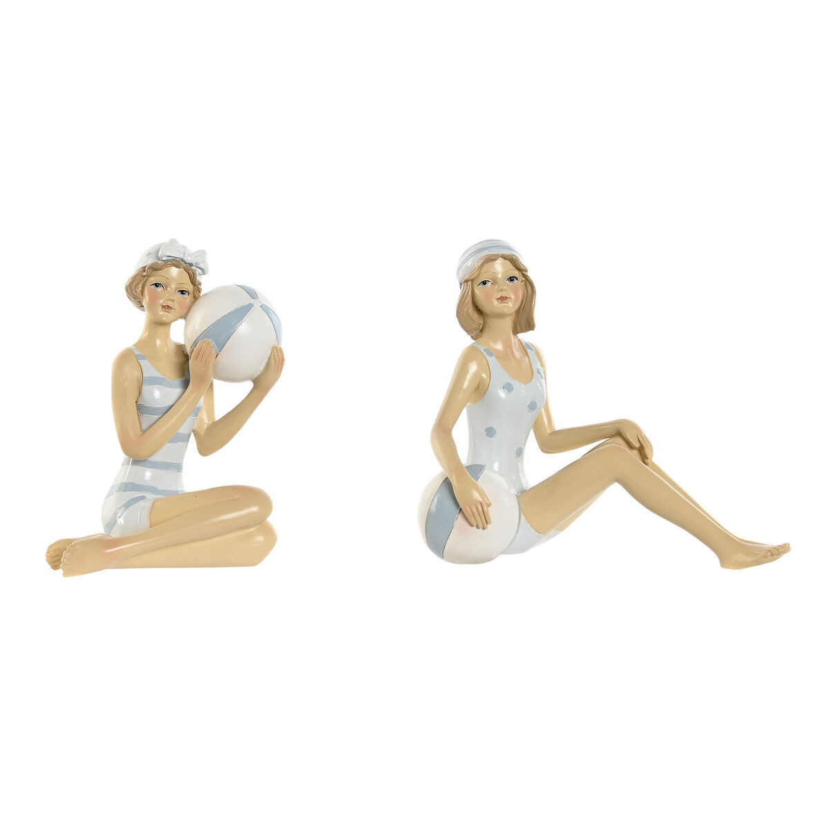 Prydnadsfigur Home ESPRIT Vit Himmelsblå Medelhavs 8 x 8 x 12,5 cm (2 antal)