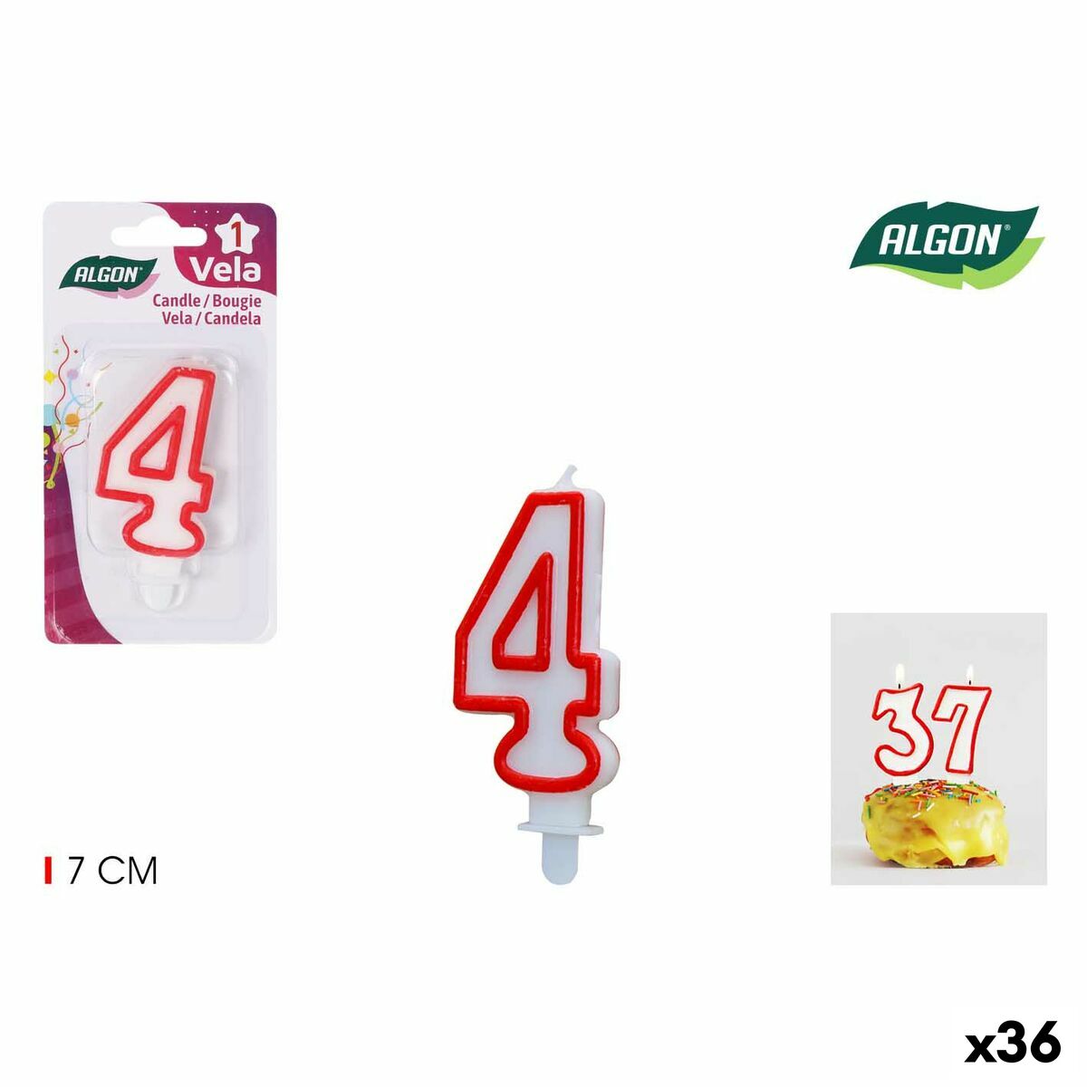 Set med levande ljus Algon Röd (36 antal) - 5