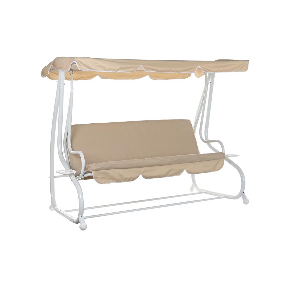 Bänk DKD Home Decor Beige Gunga Polyester Stål (210 x 120 x 164 cm)