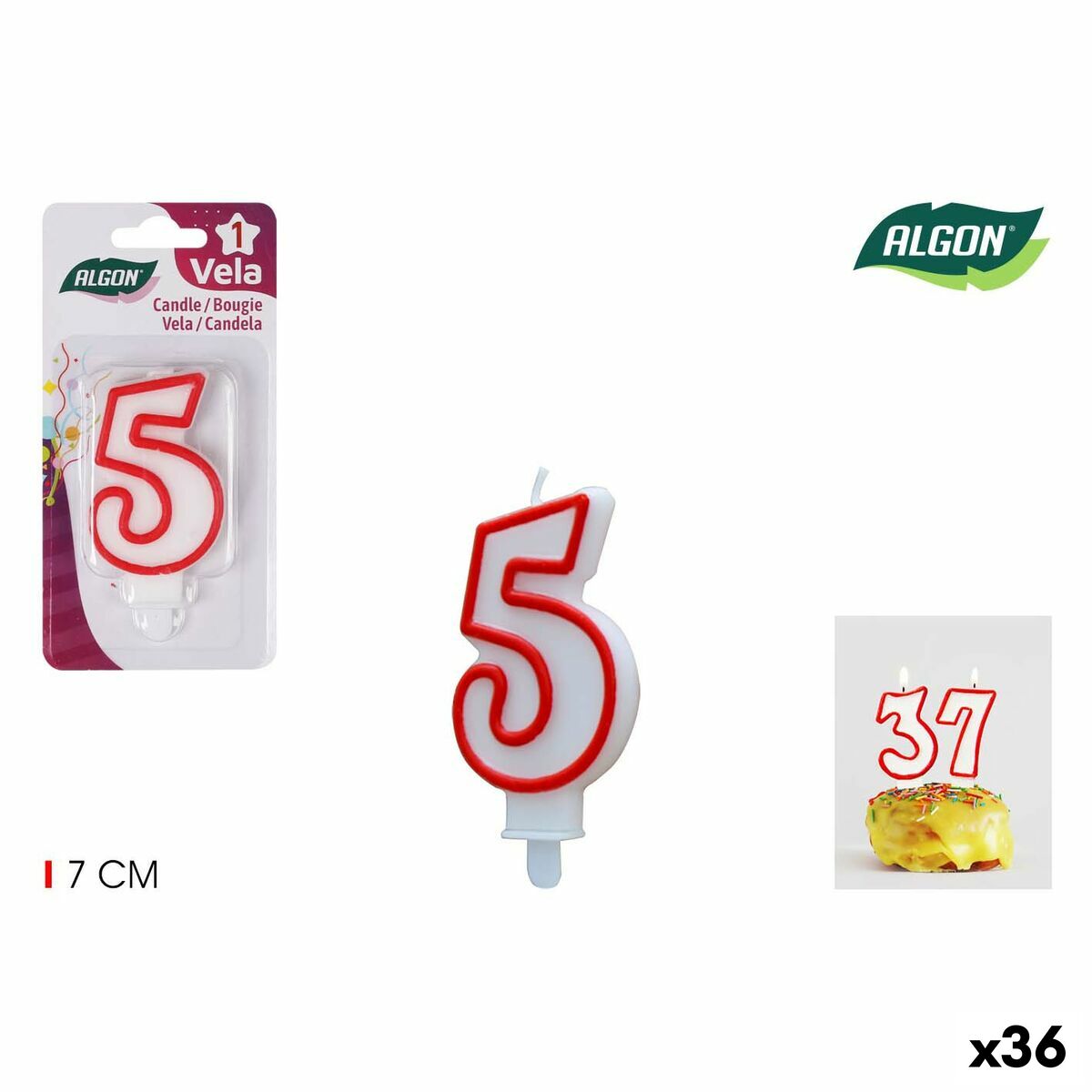 Set med levande ljus Algon Röd (36 antal) - 5