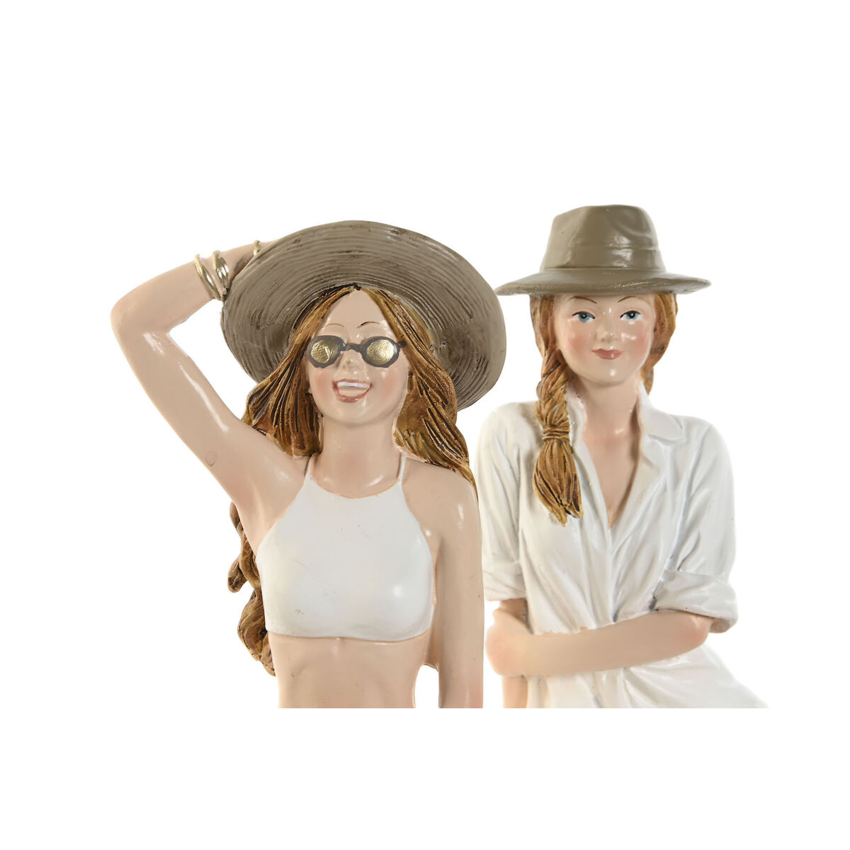 Prydnadsfigur Home ESPRIT Vit Beige Kvinna Medelhavs 9,5 x 7,5 x 13 cm (2 antal) - 3