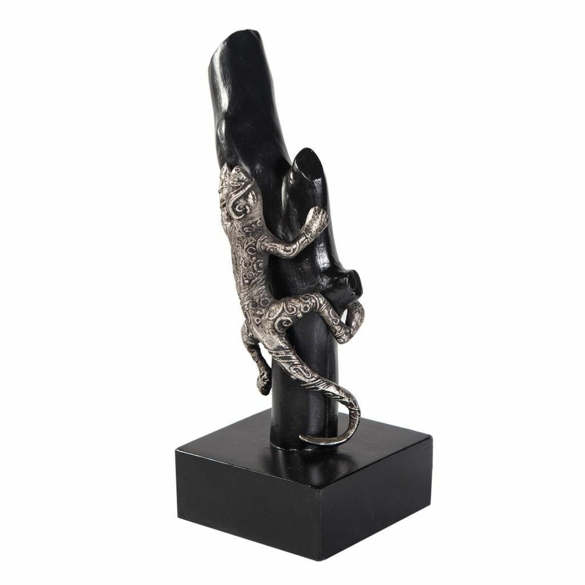 Prydnadsfigur Alexandra House Living Svart Silvrig Ödla 17 x 32 x 13 cm