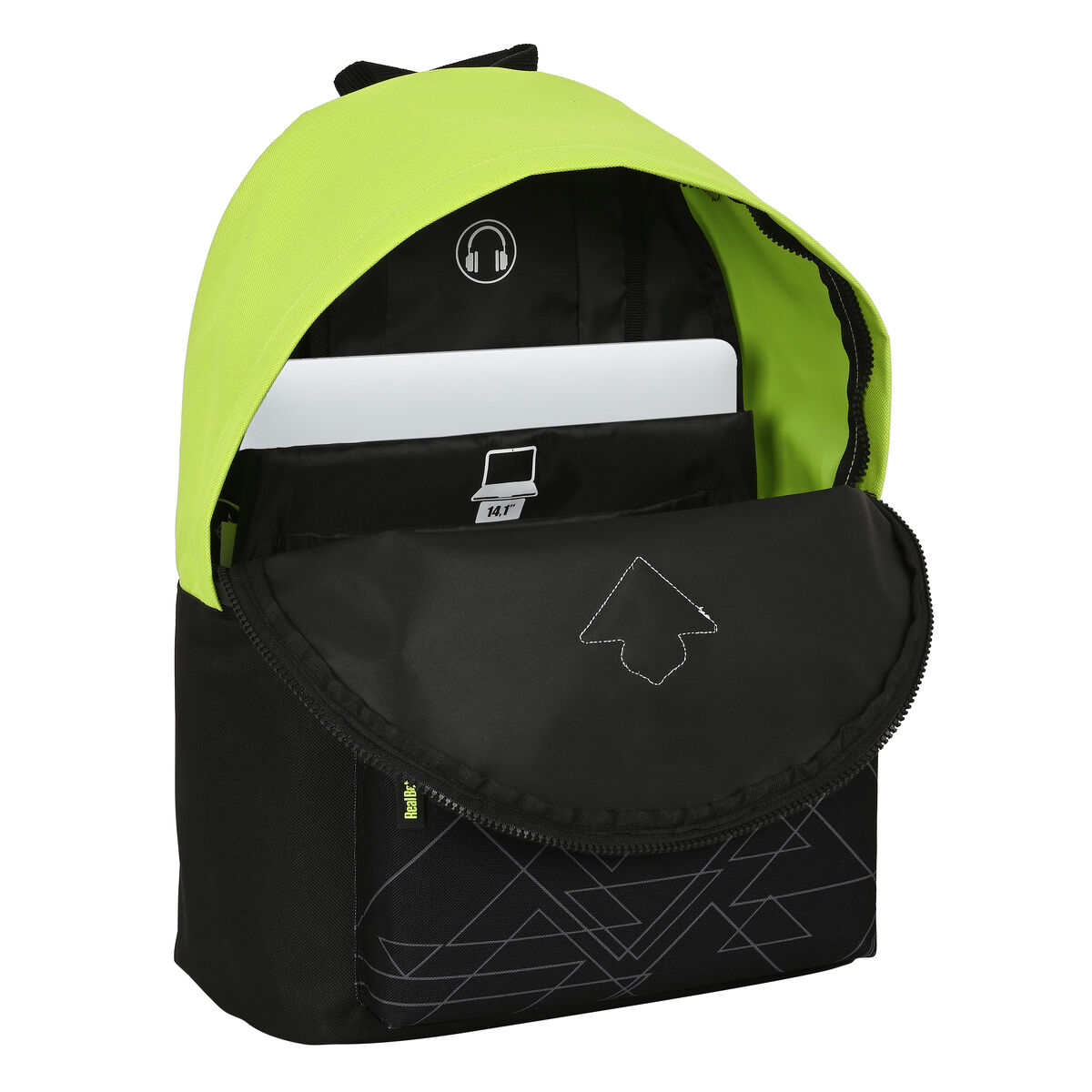 Skolryggsäck Real Betis Balompié   31 x 41 x 16 cm Svart Lime - 4